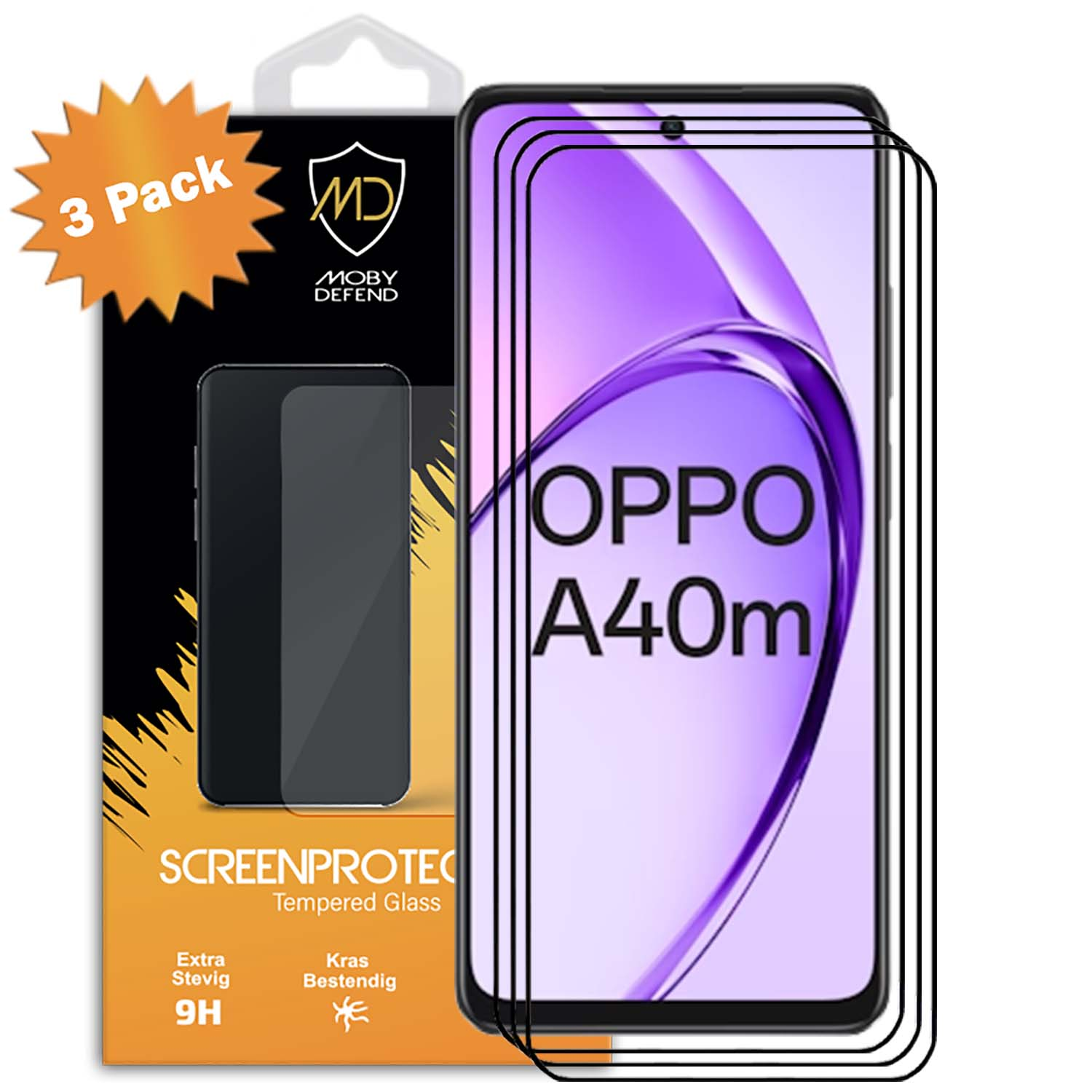 Un téléphone avec des protections d'écran et une boîte.