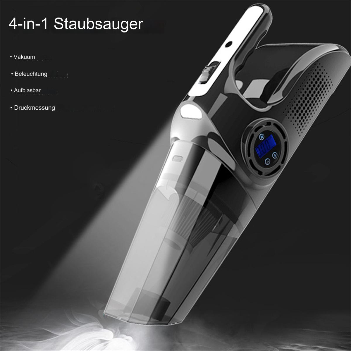 Schwarz-grauer Staubsauger mit Digitalanzeige. Weißer Hintergrund.