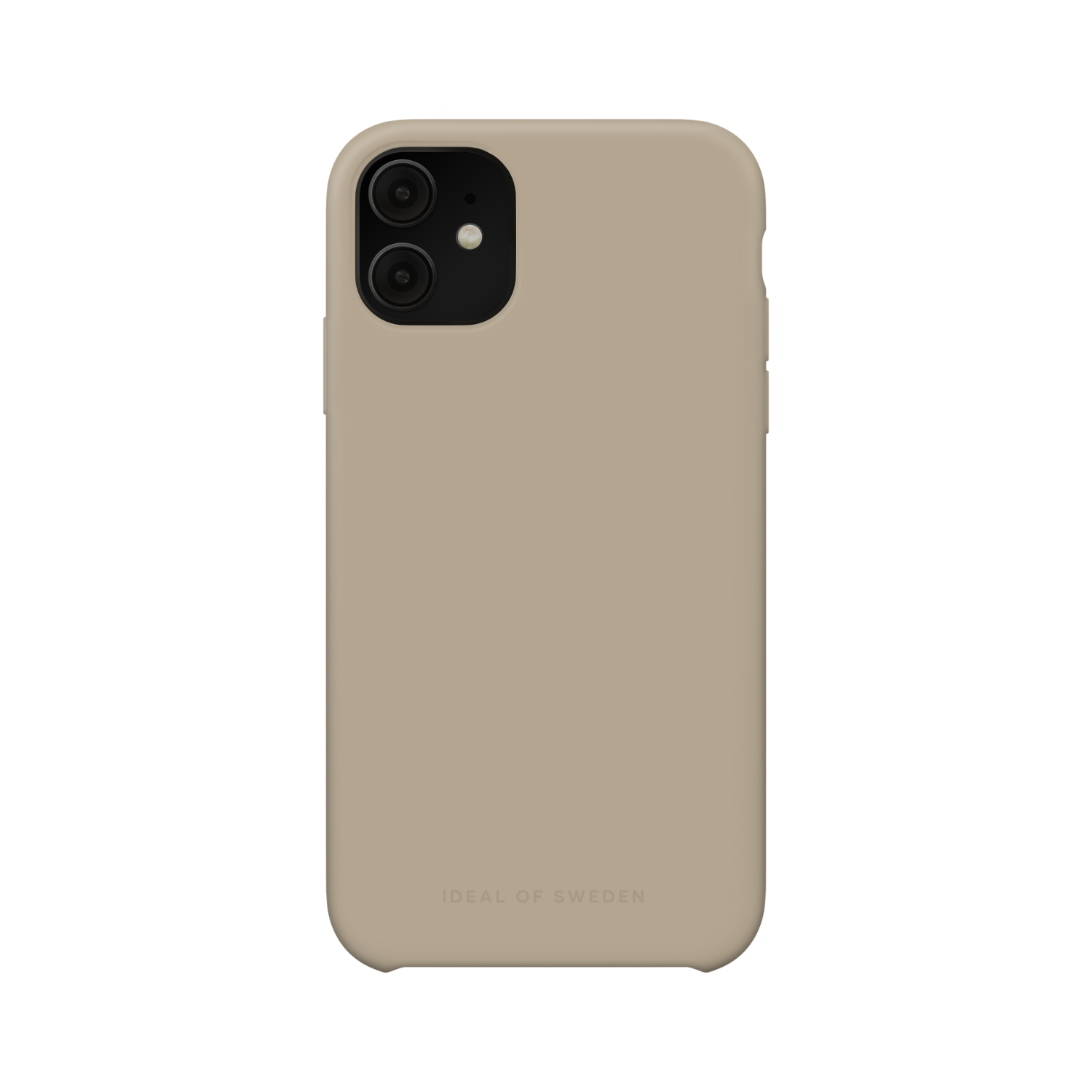 Beige Handyhülle mit 'IDEAL OF SWEDEN'-Logo unten. Schwarzer Kamerabereich.