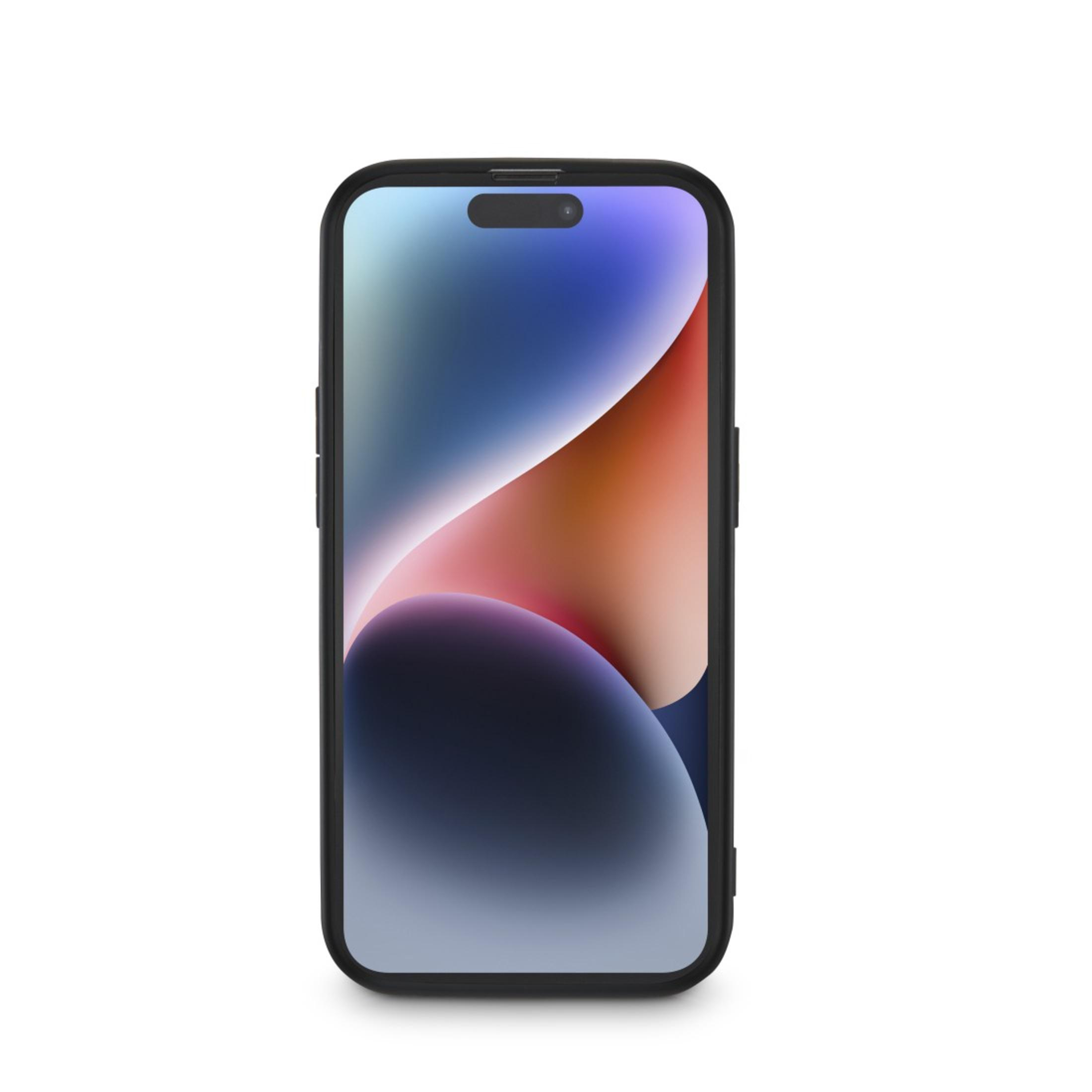 Nowoczesny telefon z dużym wyświetlaczem, czarną ramką i wcięciem u góry na aparat.