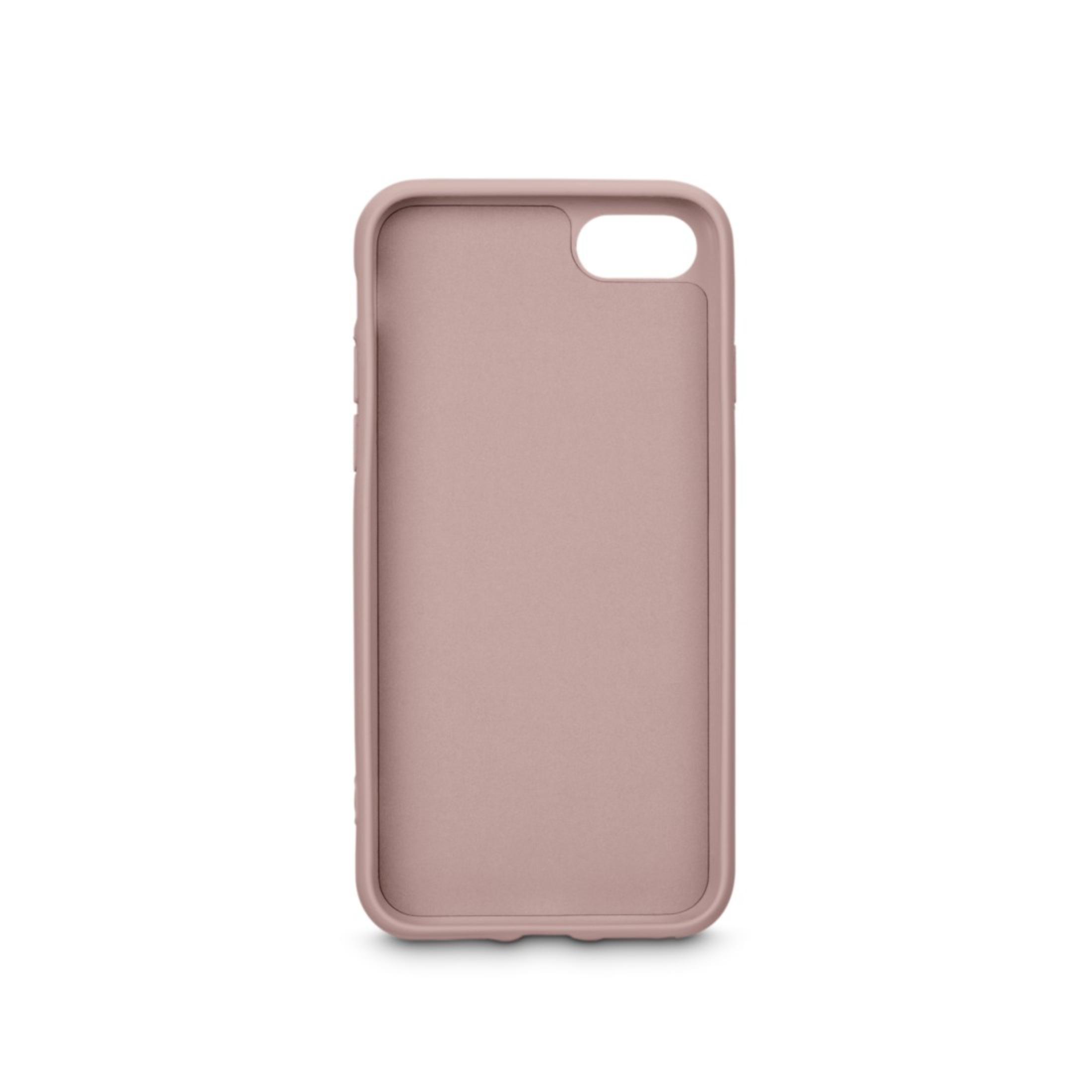 Interno di custodia per telefono rosa, con ritaglio per fotocamera e telefono.