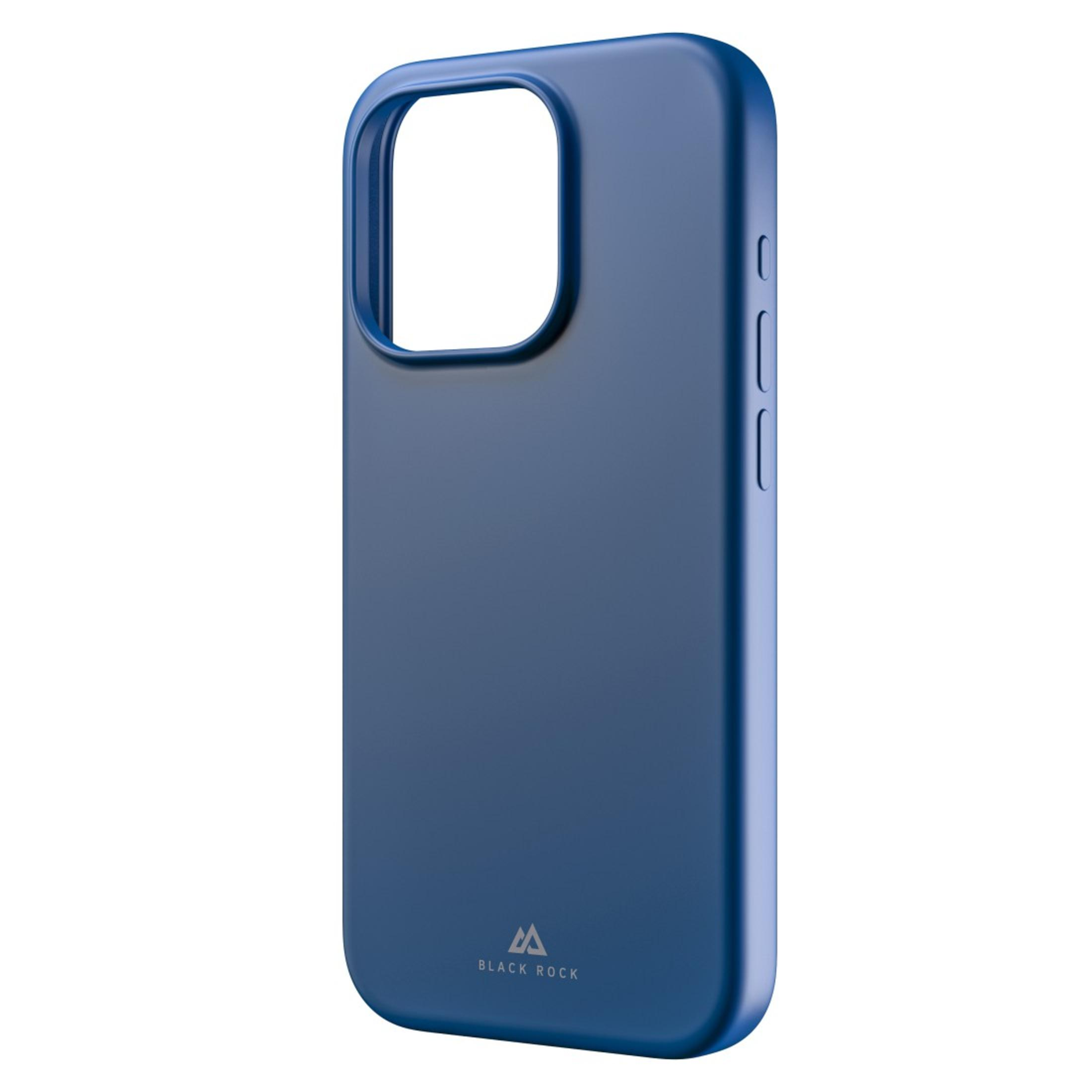 Custodia blu per telefono con superficie liscia e angoli arrotondati. Ritaglio per la fotocamera.