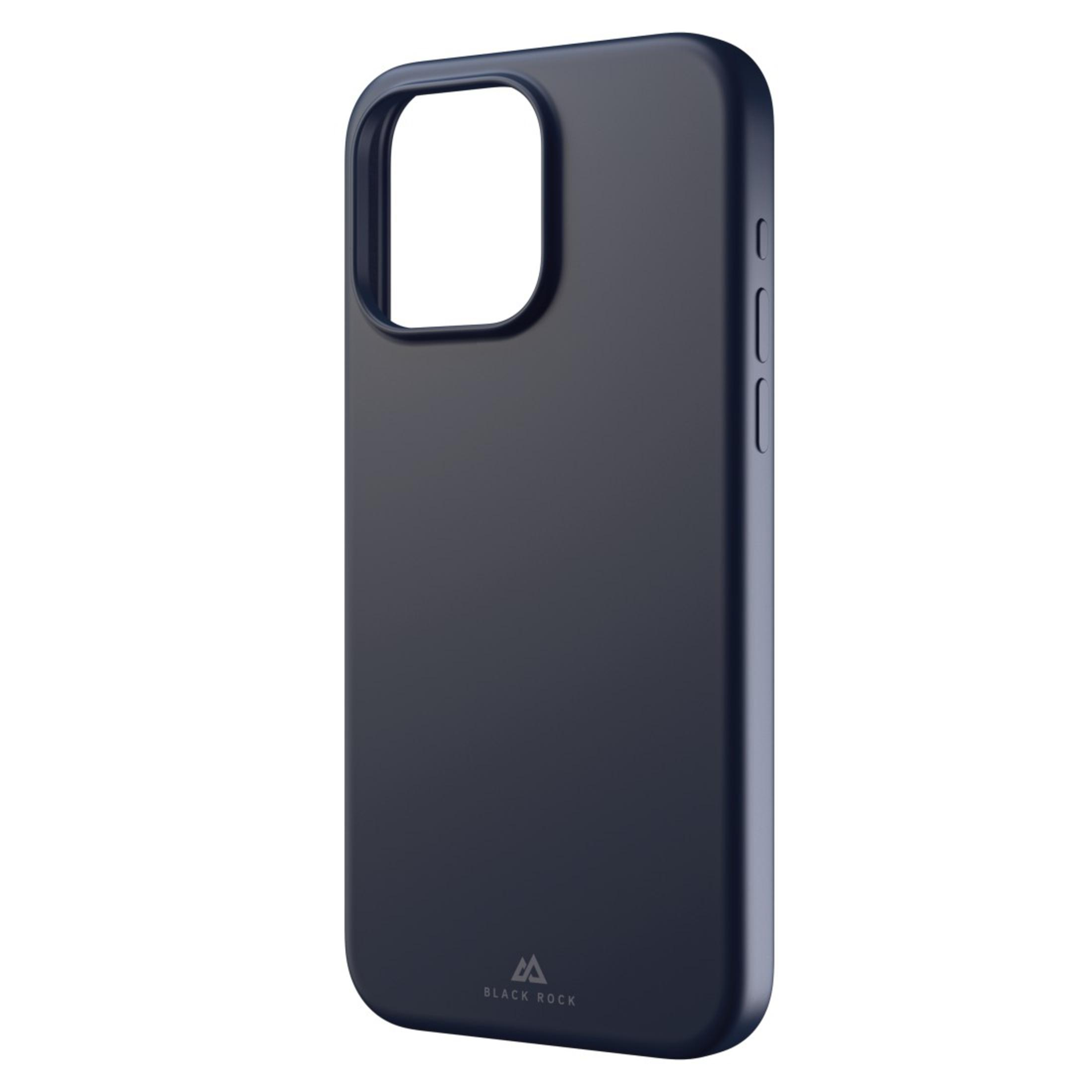 Una custodia per telefono blu navy. La custodia ha una finitura liscia e il nome del marchio Black Rock.