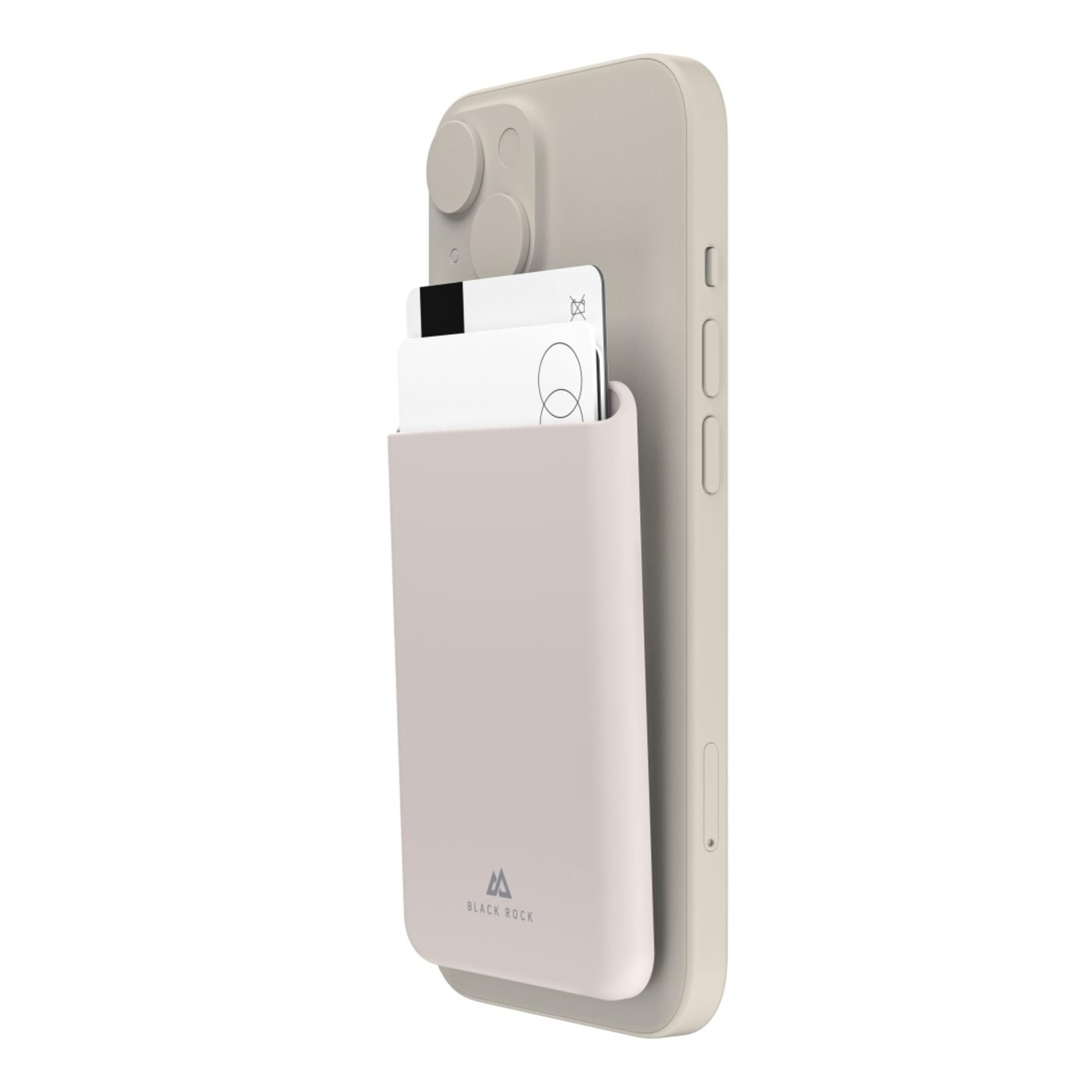 Telefon mit hellgrauer Handyhülle und einem grauen Kartenhalter.