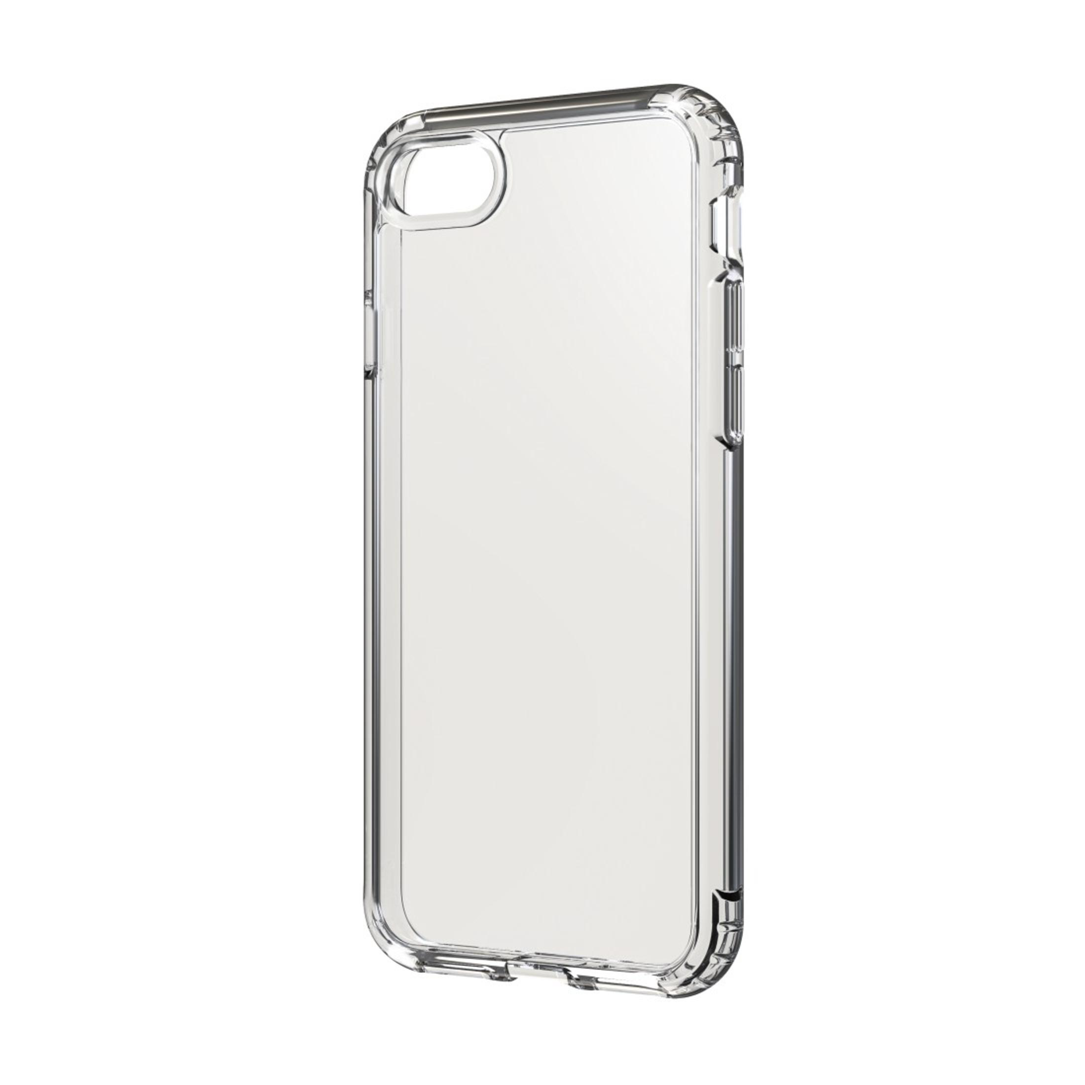 Transparente Handyhülle für ein iPhone, die das Design und die Kameralöcher zeigt.