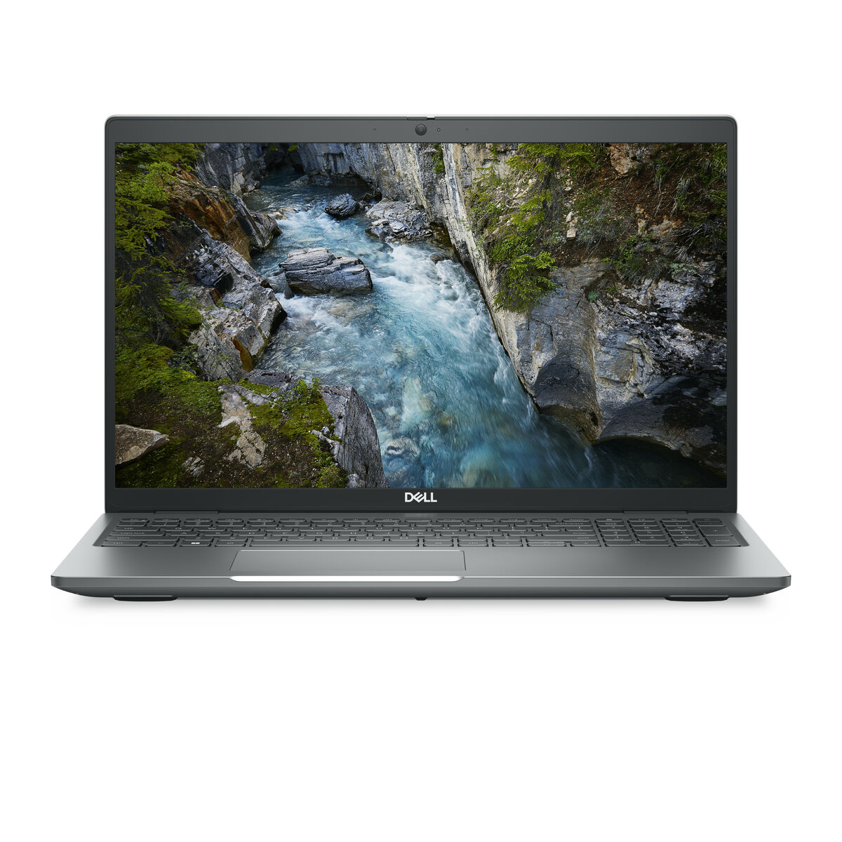 Il laptop mostra una vista panoramica di un fiume che scorre attraverso un canyon roccioso.
