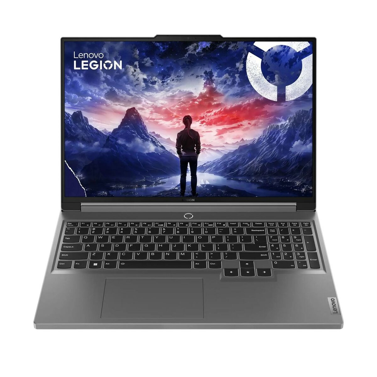 Laptop mit Videospielszenen. Das Lenovo Legion Logo ist sichtbar.