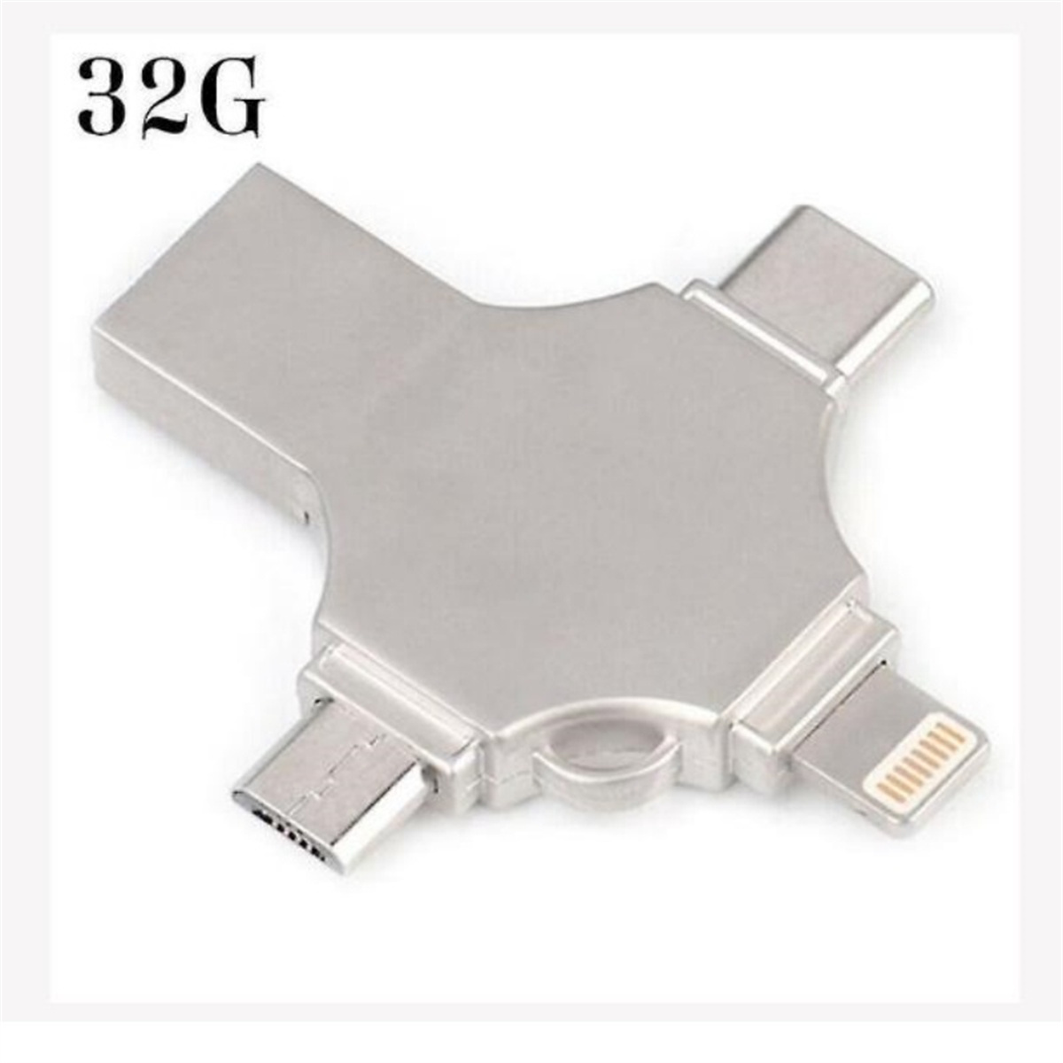 Silberner Multiport-Adapter mit USB-C- und Lightning-Anschlüssen.