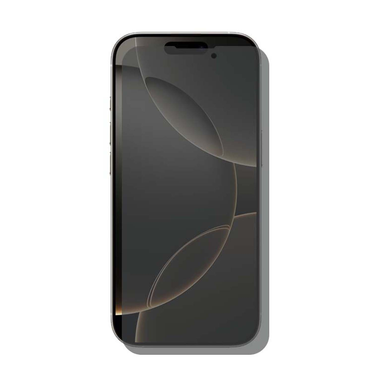 Smartphone noir avec un écran sombre. L'écran a un design flou et abstrait avec des reflets de lumière.