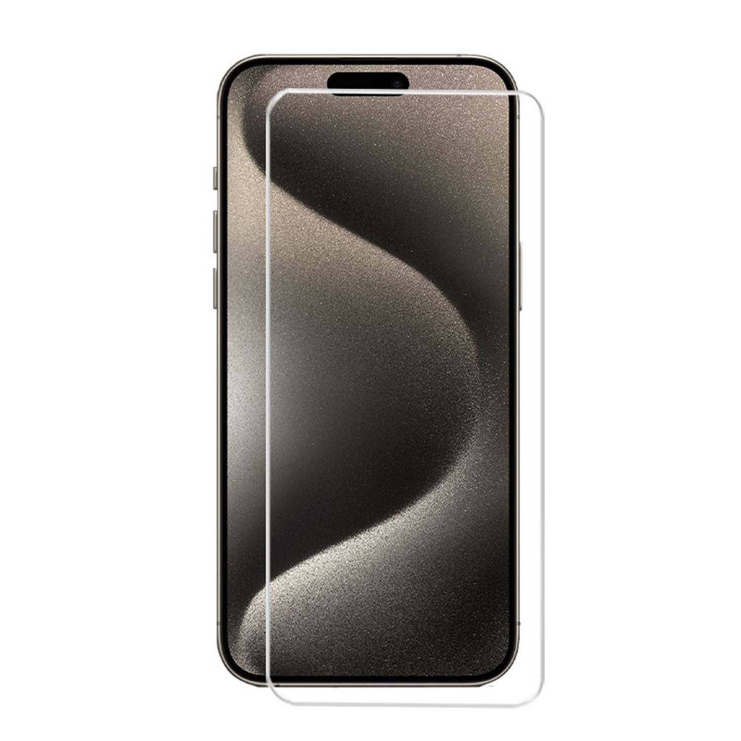 Een smartphone met een schermbeschermer erop; met een golfpatroon op het scherm.