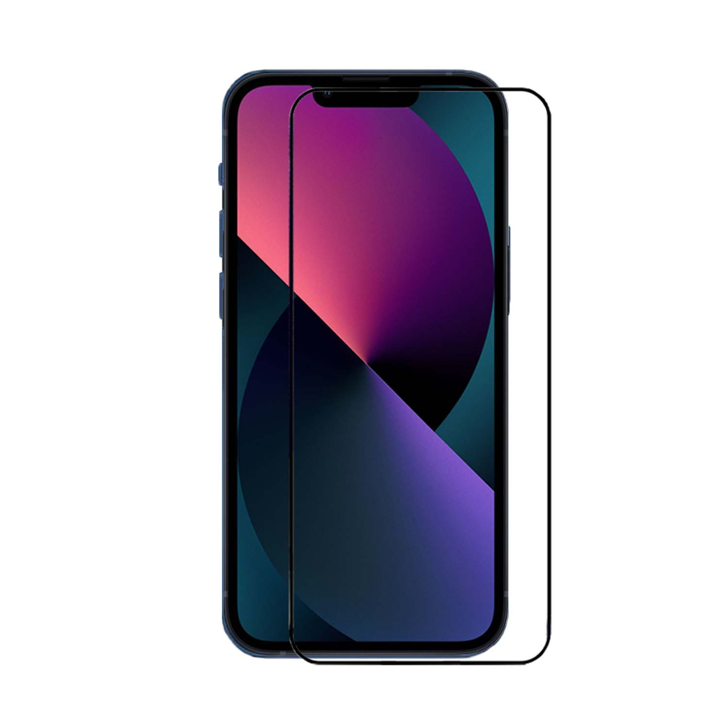 Een iPhone met een schermbeschermer. Het scherm toont roze en paarse kleuren.
