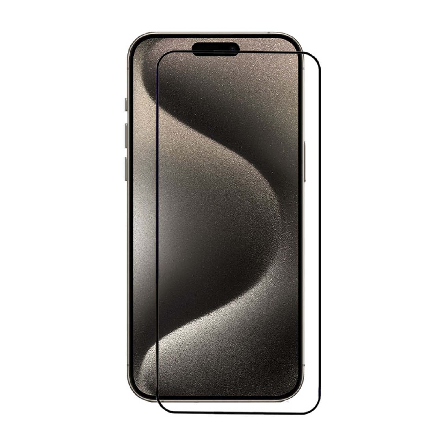 Smartphone met screenprotector, de protector is donker.