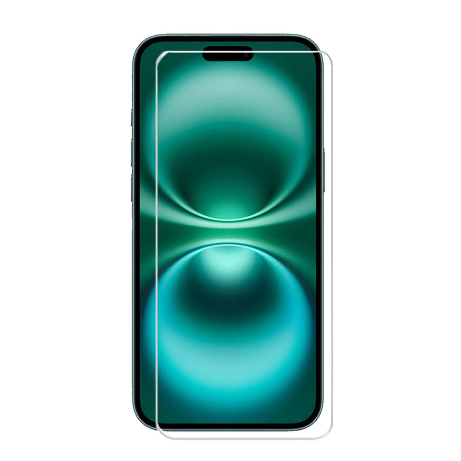 Telefoon met een schermbeschermer aangebracht. De telefoon heeft een verloopachtergrond.