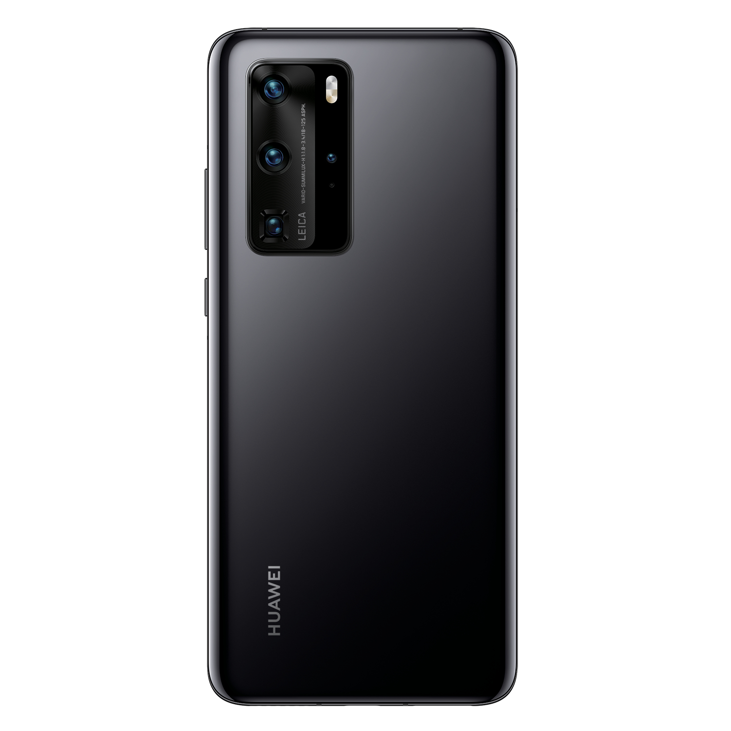 Czarny telefon Huawei z systemem kamer i widoczną nazwą marki.
