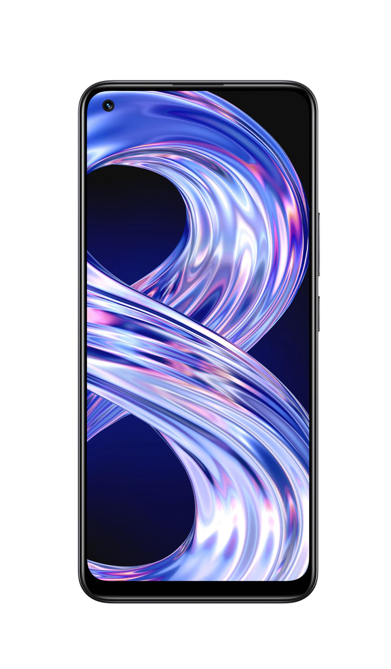 Smartphone mit Display, das ein abstraktes Muster zeigt.