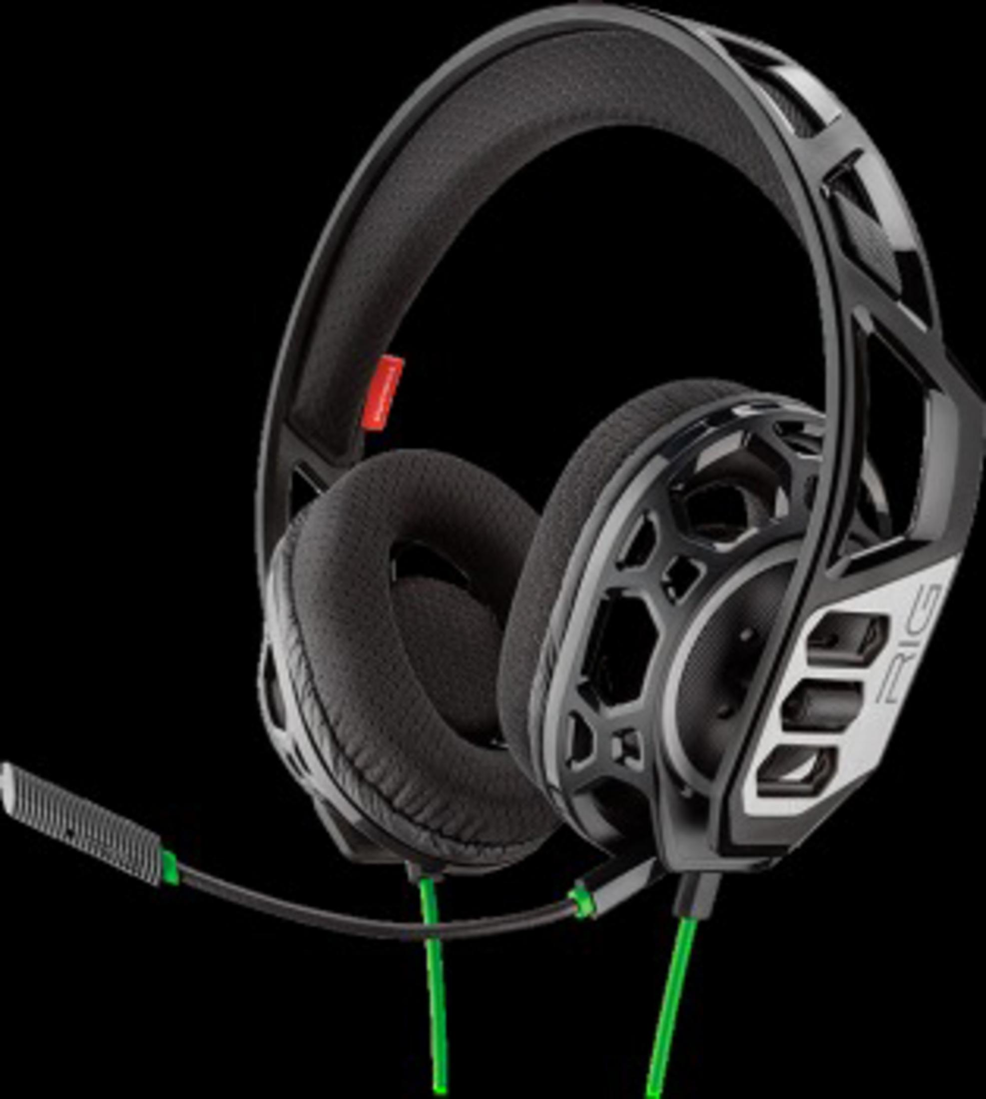 Czarno-szary zestaw słuchawkowy dla graczy z mikrofonem, odizolowany na czarnym tle.