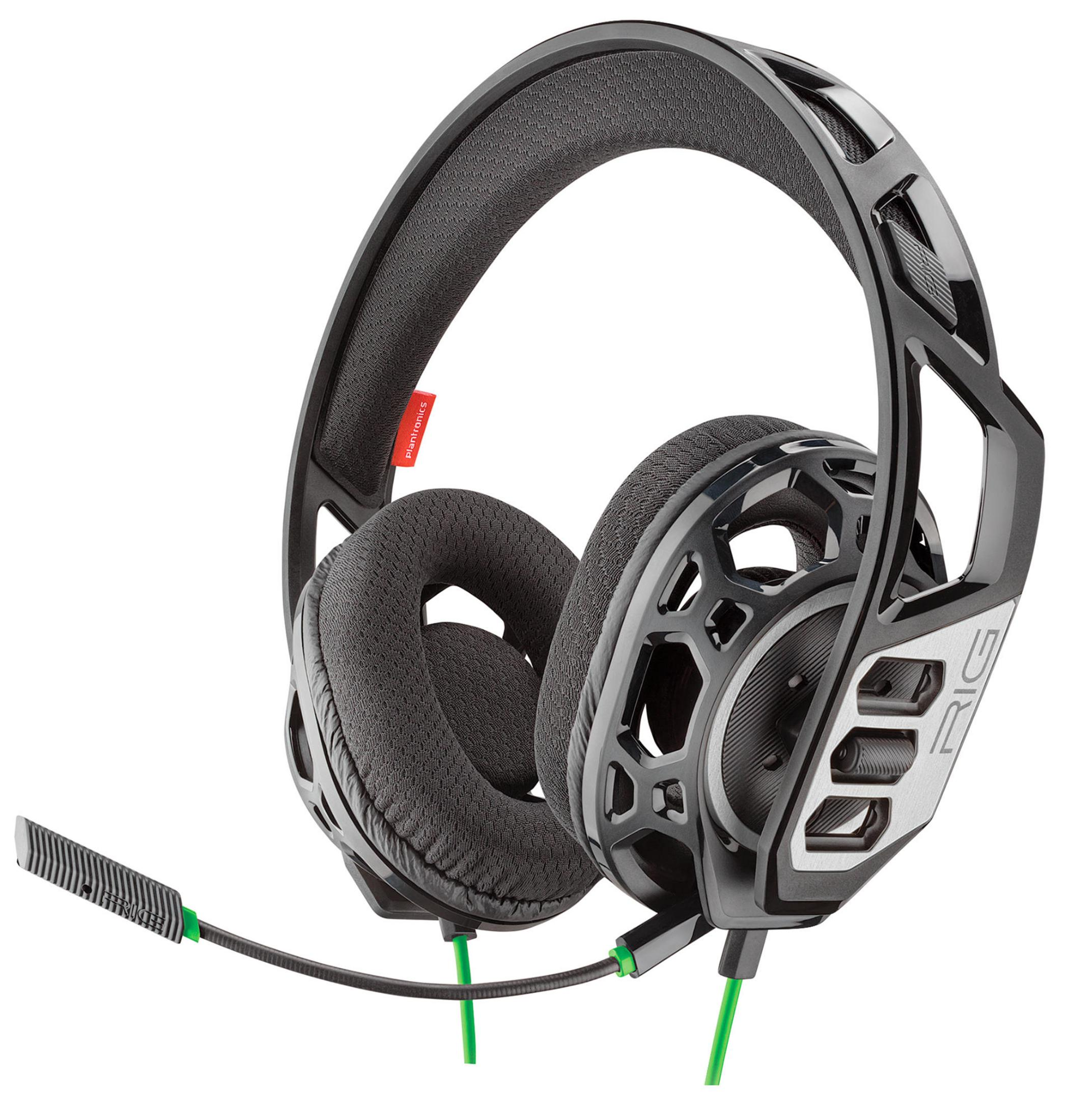 Czarne słuchawki do gier z mikrofonem i srebrnymi detalami.