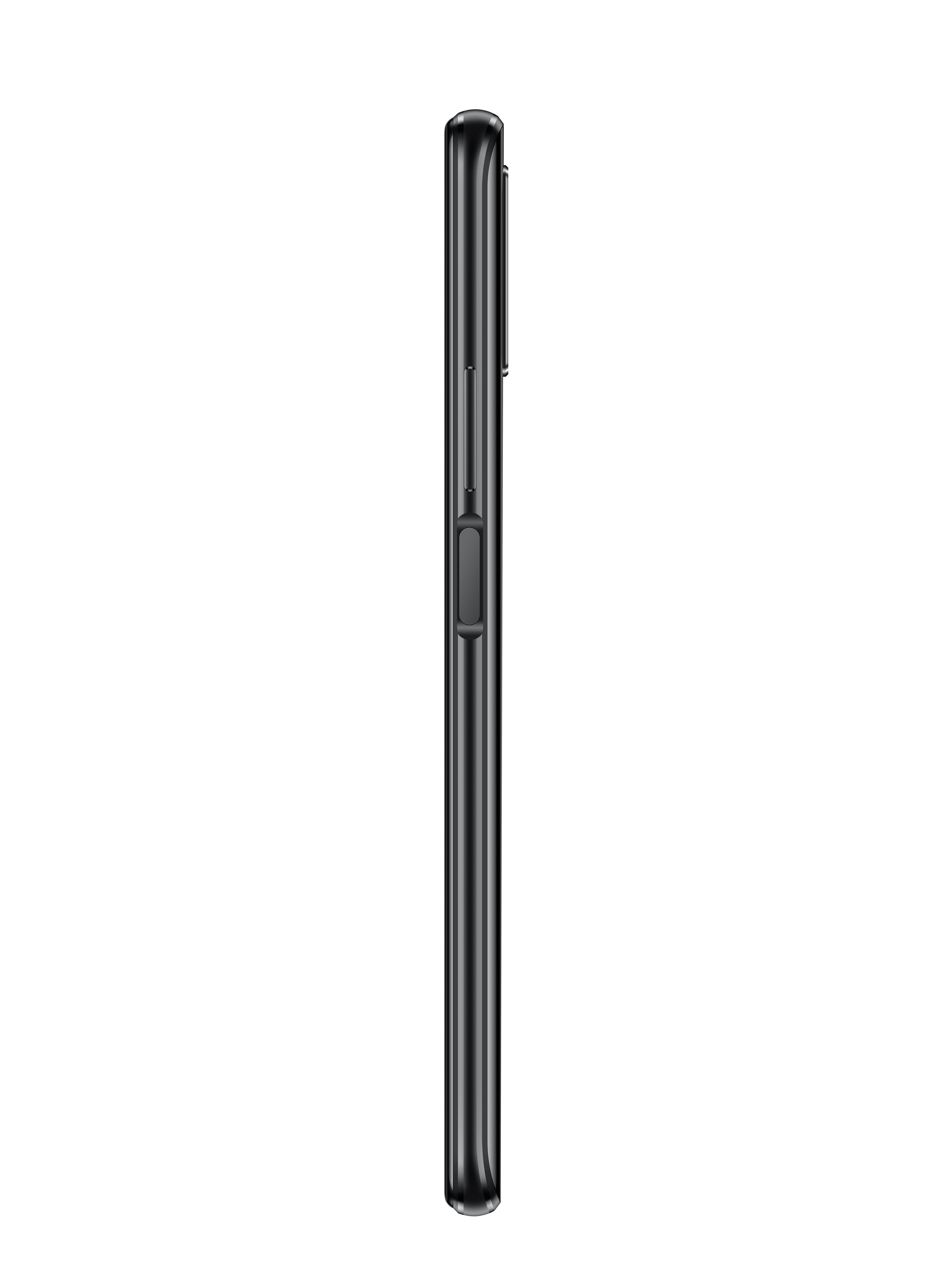 Zwarte smartphone zijaanzicht. Knoppen aan de linkerkant. Schone witte achtergrond. Eenvoudig, elegant ontwerp.