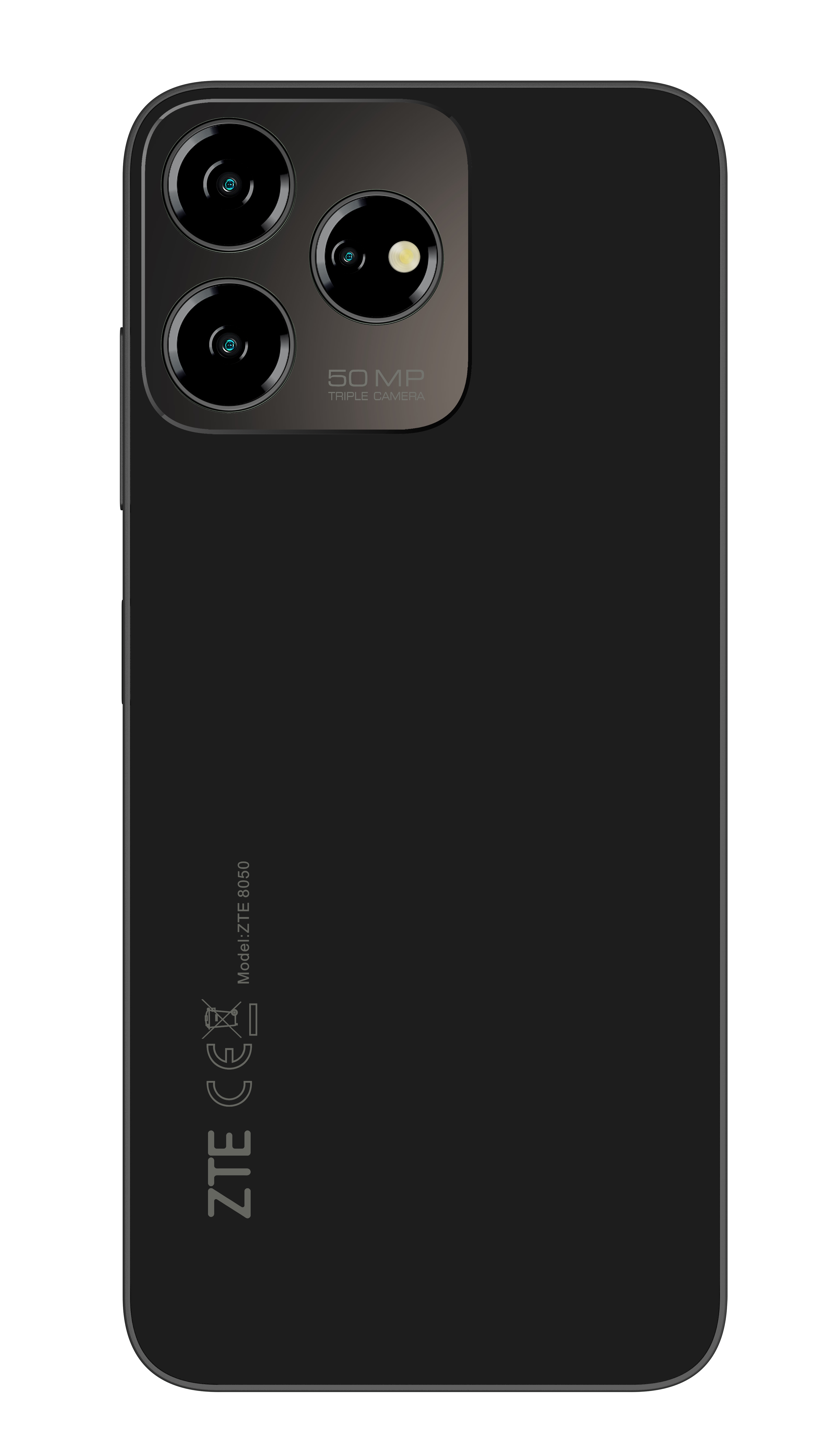 Vista laterale di uno smartphone blu scuro con pulsanti del volume e di accensione visibili.