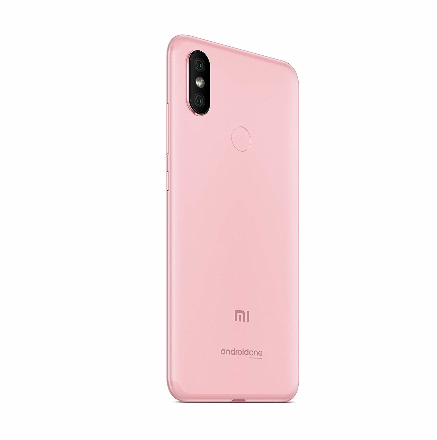 Rosa Xiaomi-Telefon mit Dual-Kameras und weißem Hintergrund.