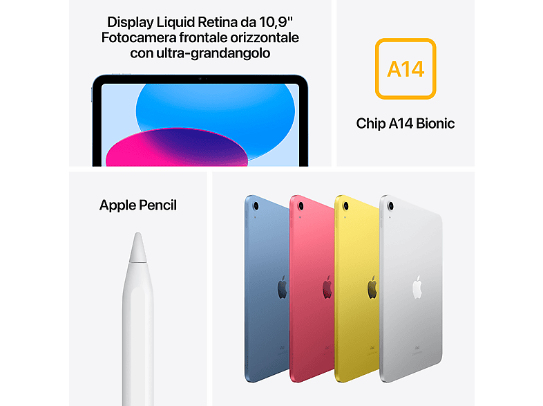 APPLE 1543431 MPQ03TY/A IPAD WI-FI 64GB SILVER 10 GEN, 64 GB