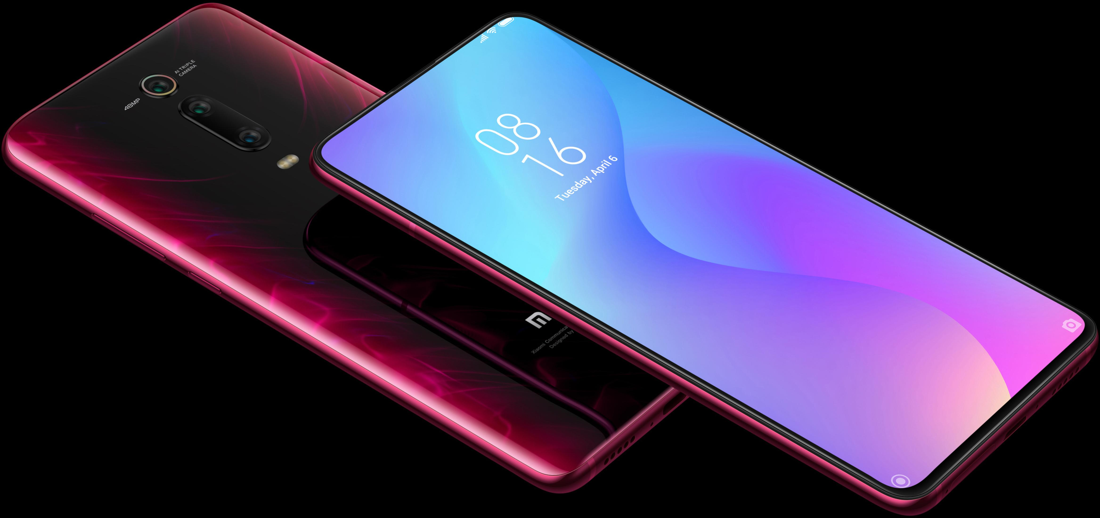 Due telefoni, uno rosso, uno nero. Lo schermo del telefono rosso mostra una sfumatura blu e viola.