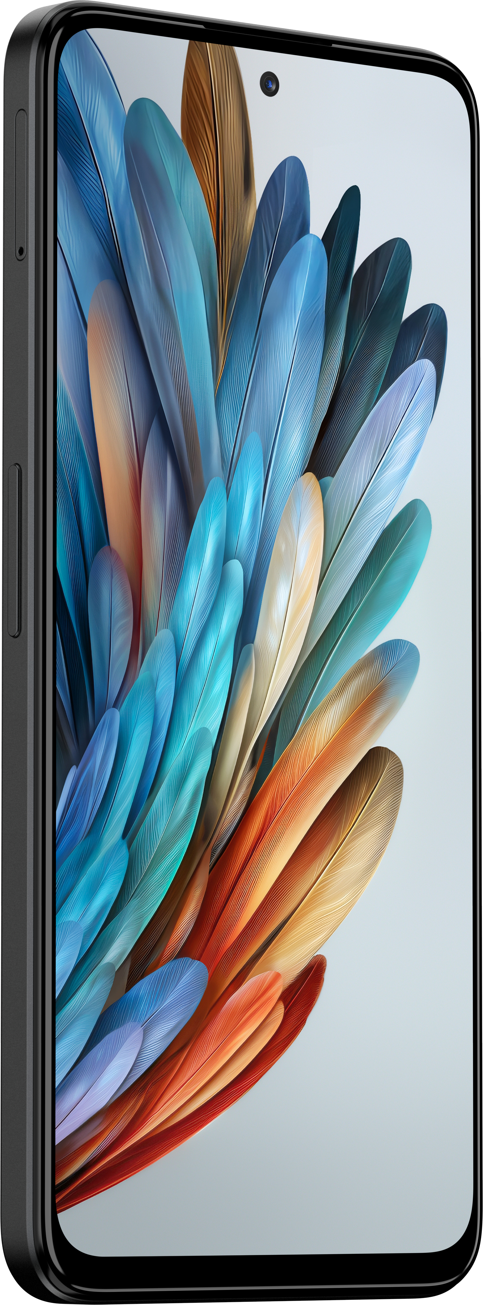 Smartphone, das ein farbenfrohes abstraktes Bild anzeigt. Das Telefon hat einen schwarzen Rahmen.