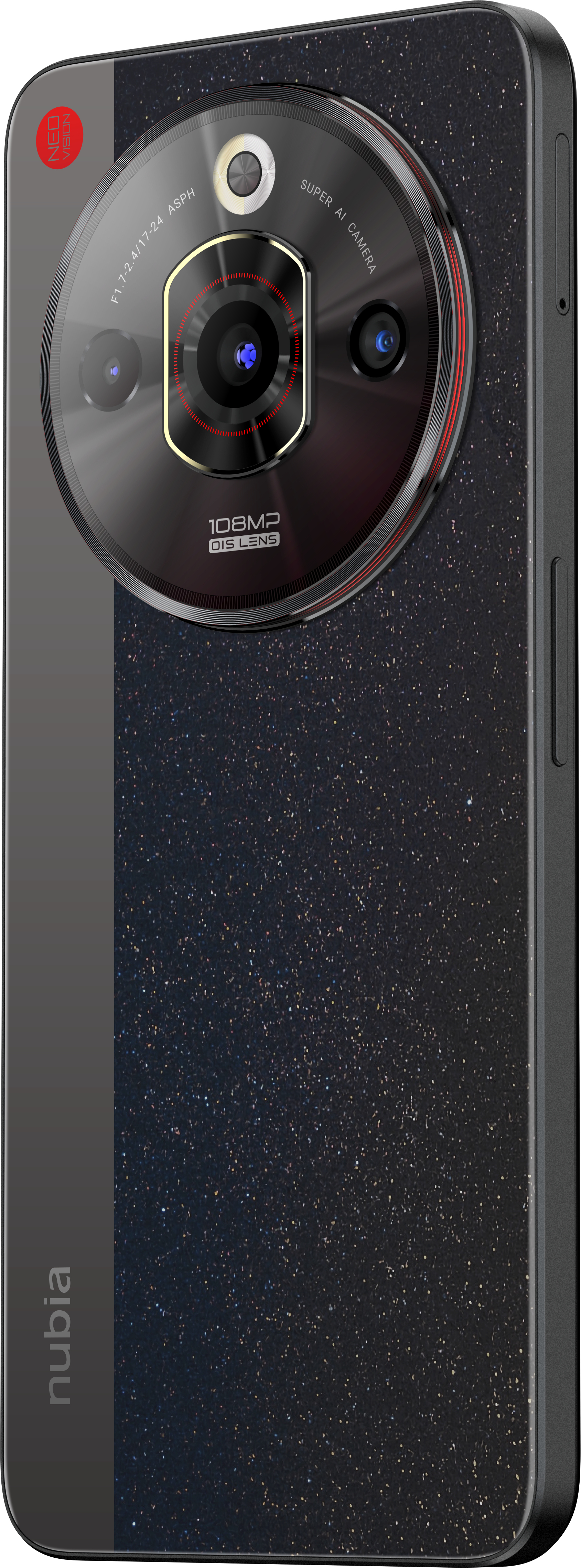 Schwarze Smartphone-Rückseite mit großem Kamera-Buckel und Nubia-Logo.