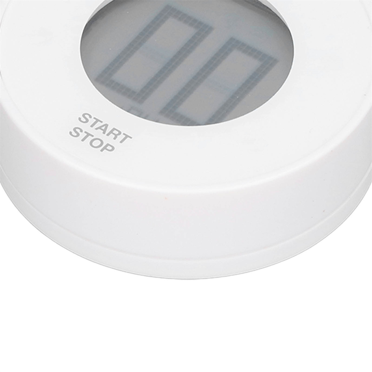 Ein weißer digitaler Timer mit dem Text START STOP. Der Timer zeigt "00" auf dem Bildschirm an.
