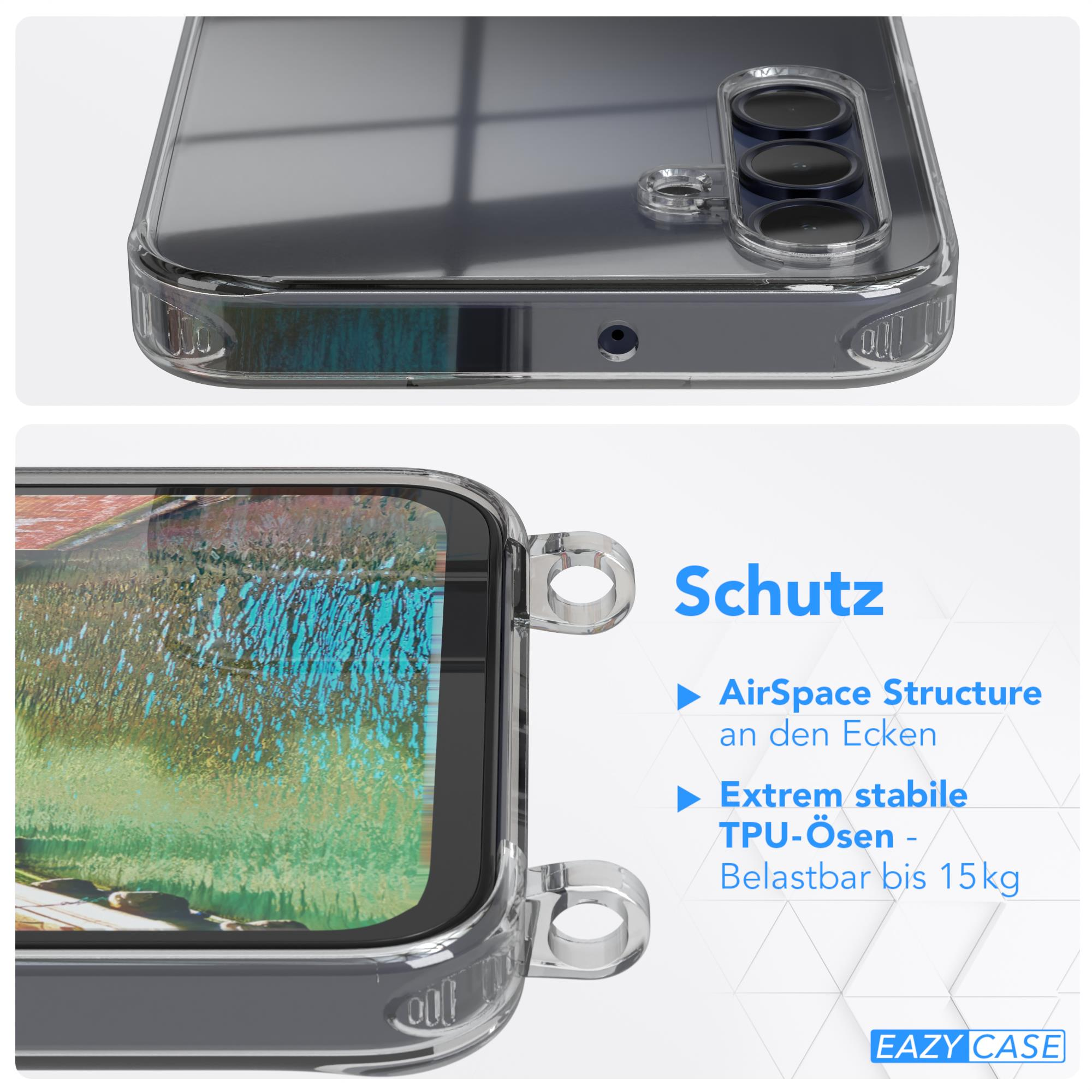 Transparente Handyhülle mit verstärkten Ecken. Nahaufnahme des Designs der Handyhülle.