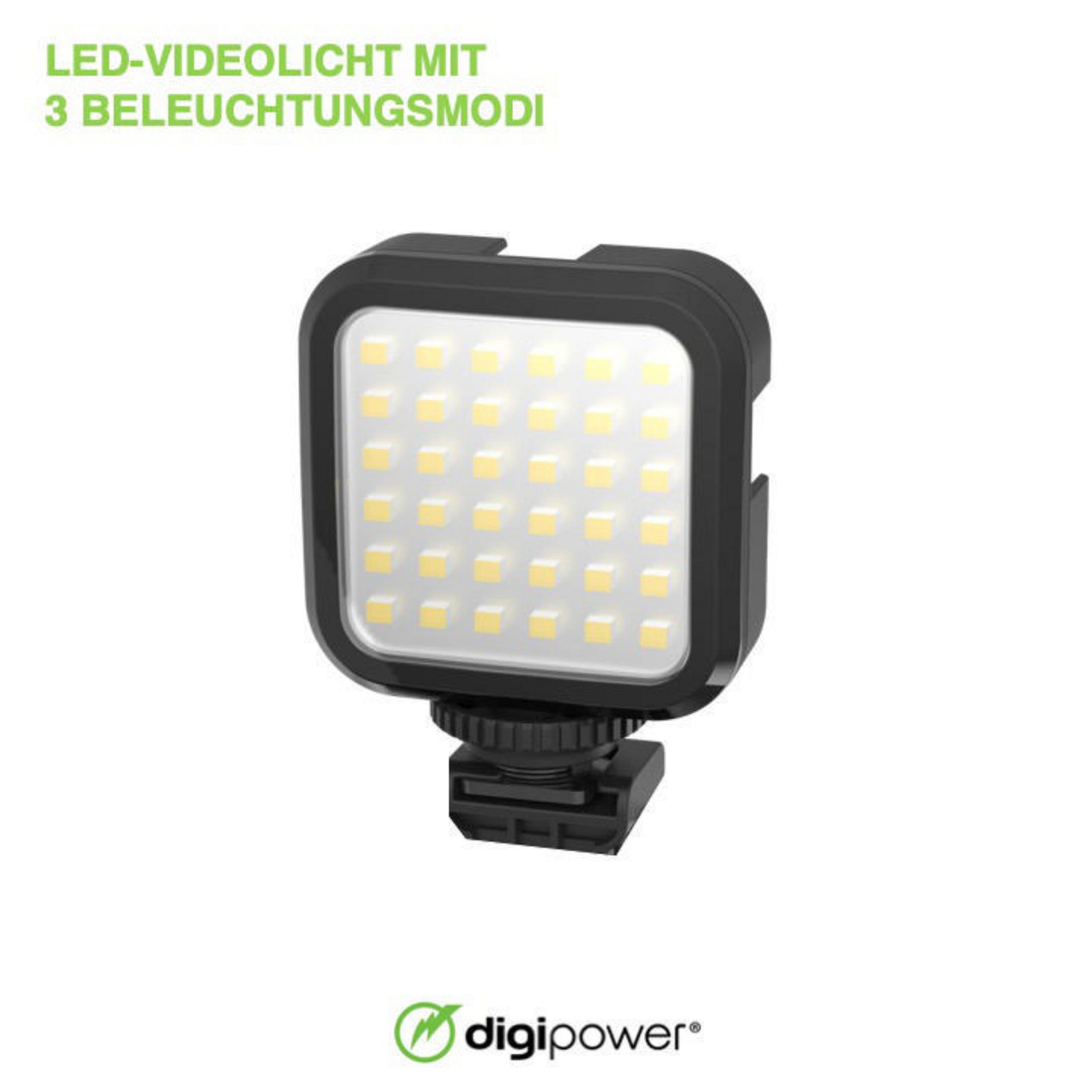 Quadratisches LED-Videolicht mit vielen kleinen Lichtern in schwarzem Rahmen.
