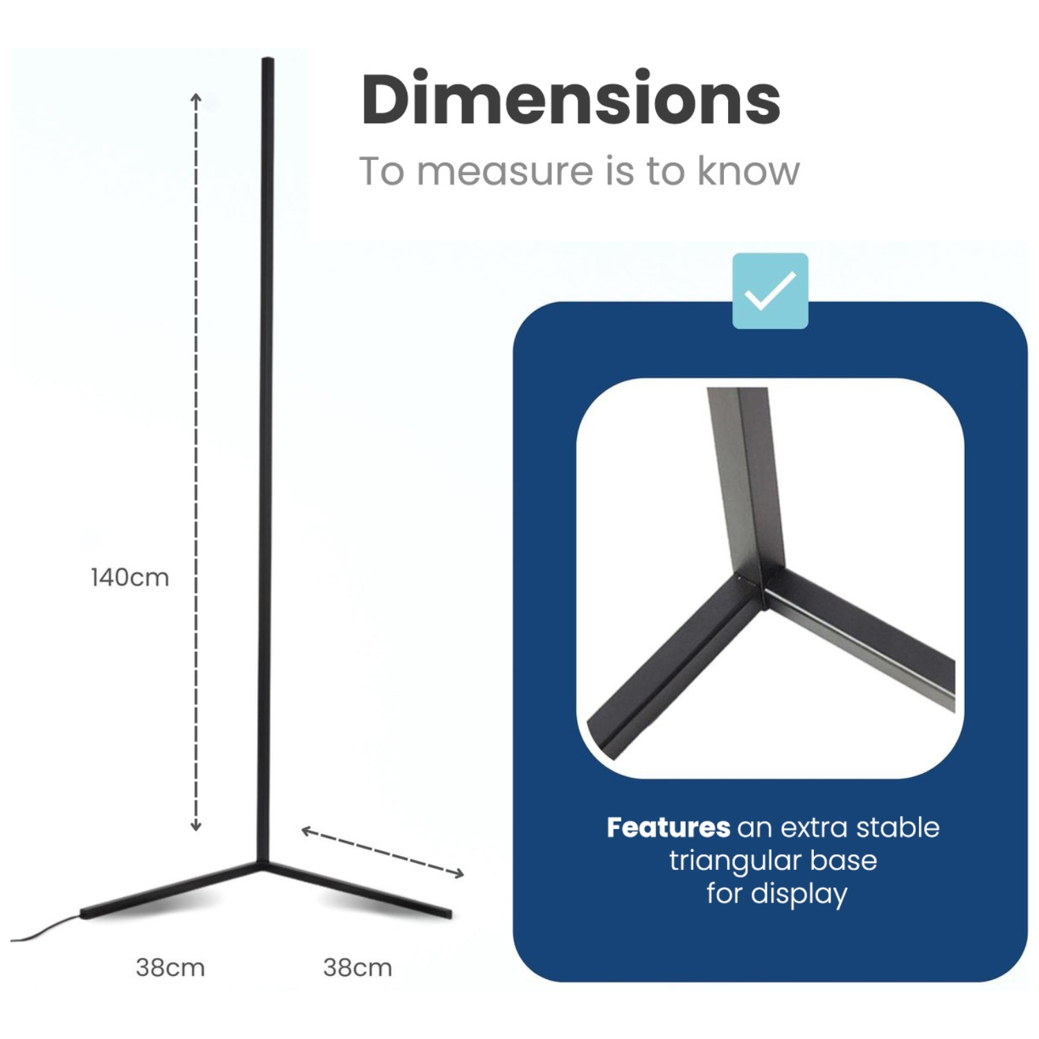 An illustration of a tall, black, minimalistic floor lamp.