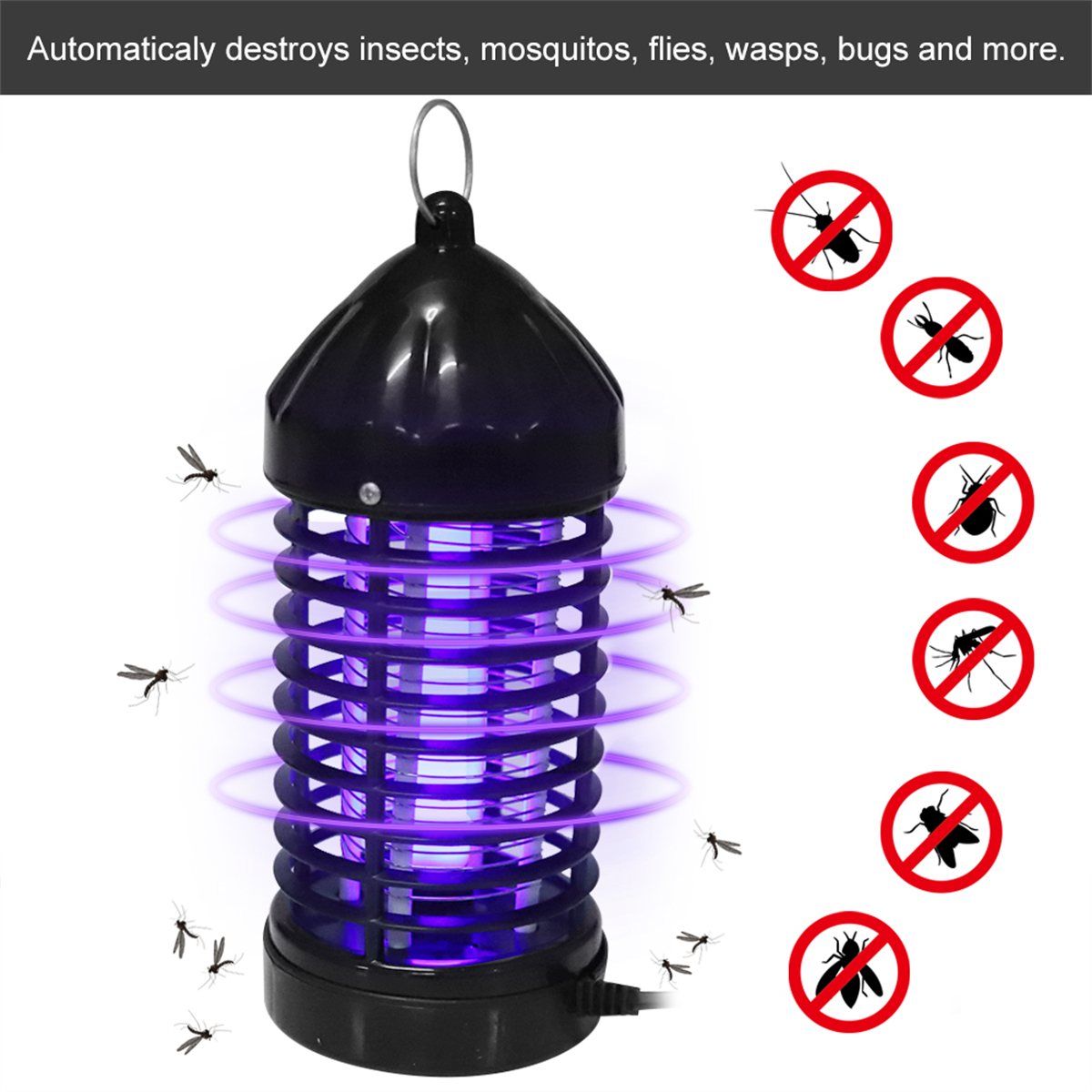 Insektenvernichter mit UV-Licht und Käfern.