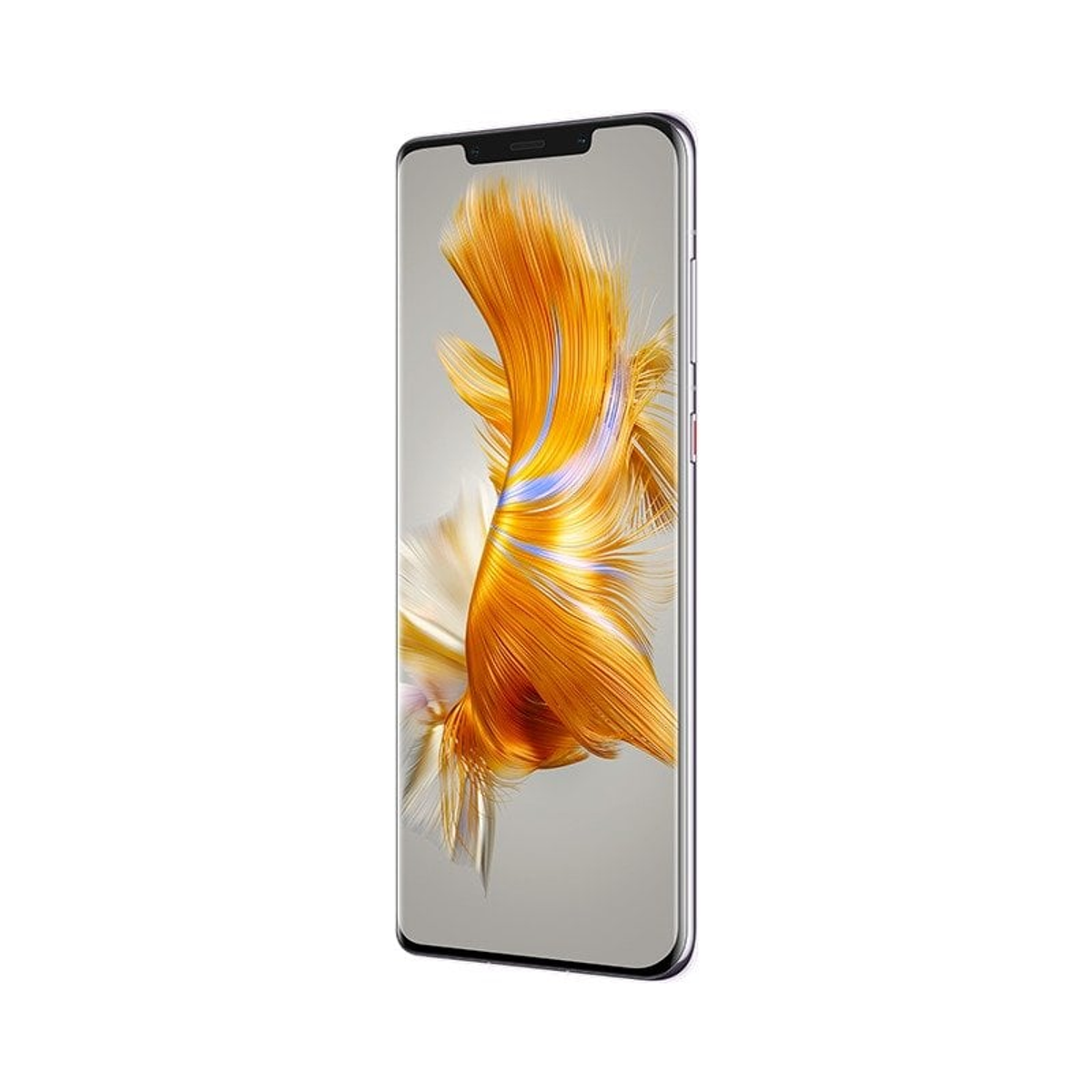 Smartphone sur fond blanc. L'écran affiche une image abstraite colorée.