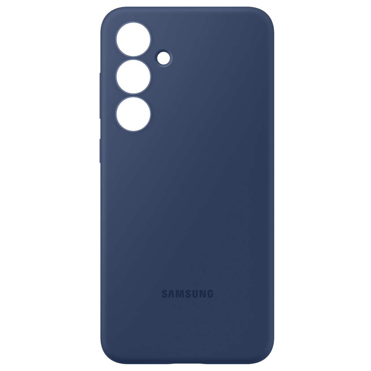 Eine marineblaue Handyhülle mit drei Kameralöchern und dem Samsung-Logo.