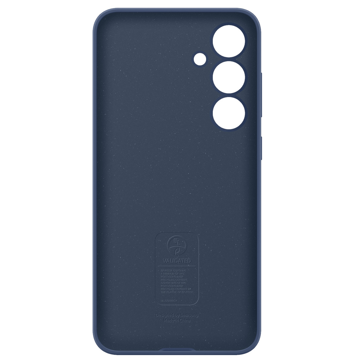 Eine marineblaue Handyhülle mit gesprenkelter Textur und dem Samsung-Logo.