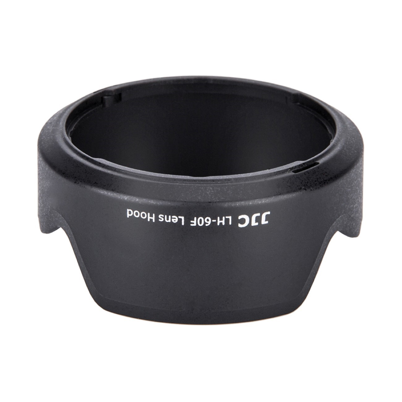Schwarze Sonnenblende mit Aufdruck 'JJC LH-60F Lens Hood'.