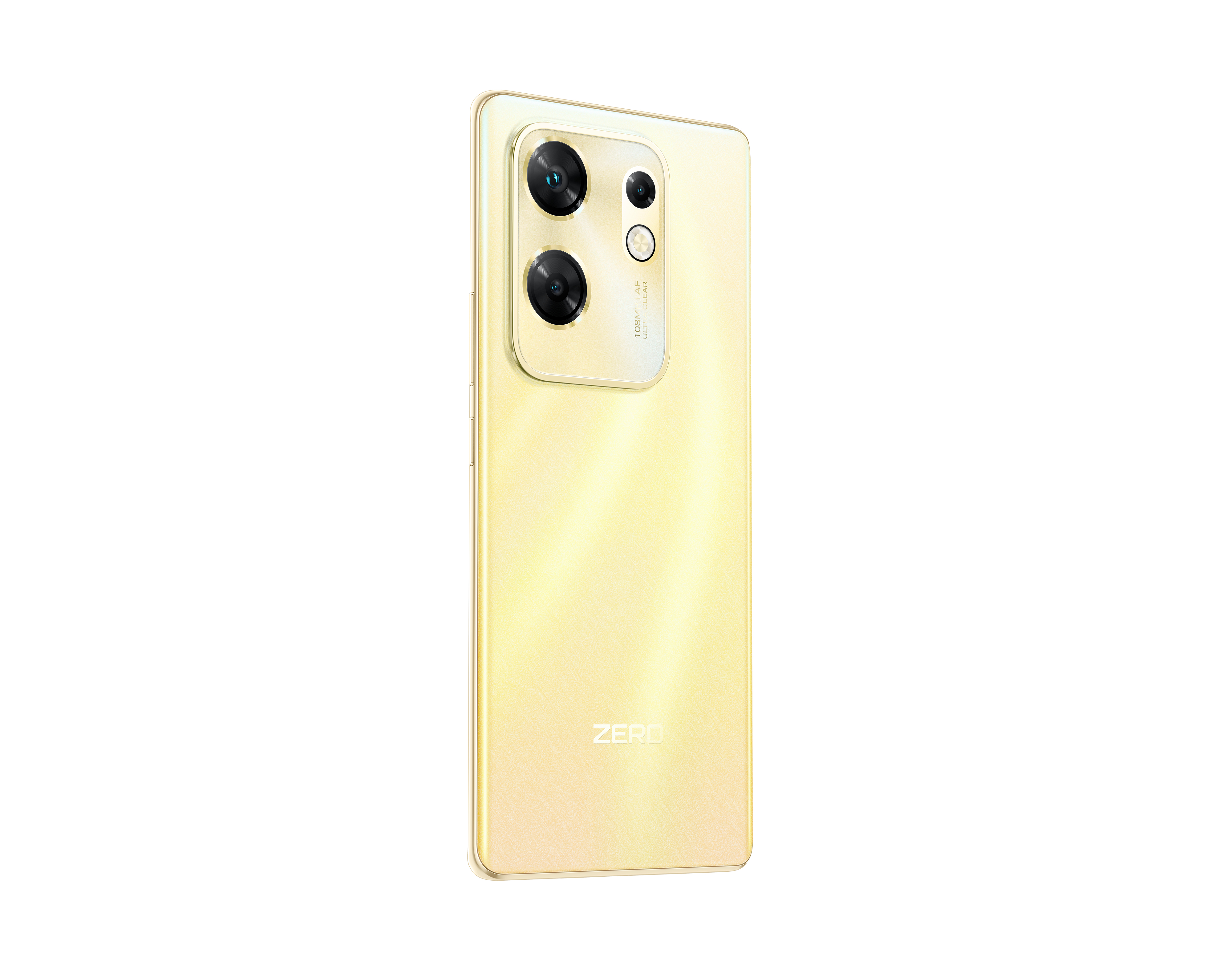 Altın telefon arkası, üç kamera, flaş ve altta 'ZERO' yazısı.