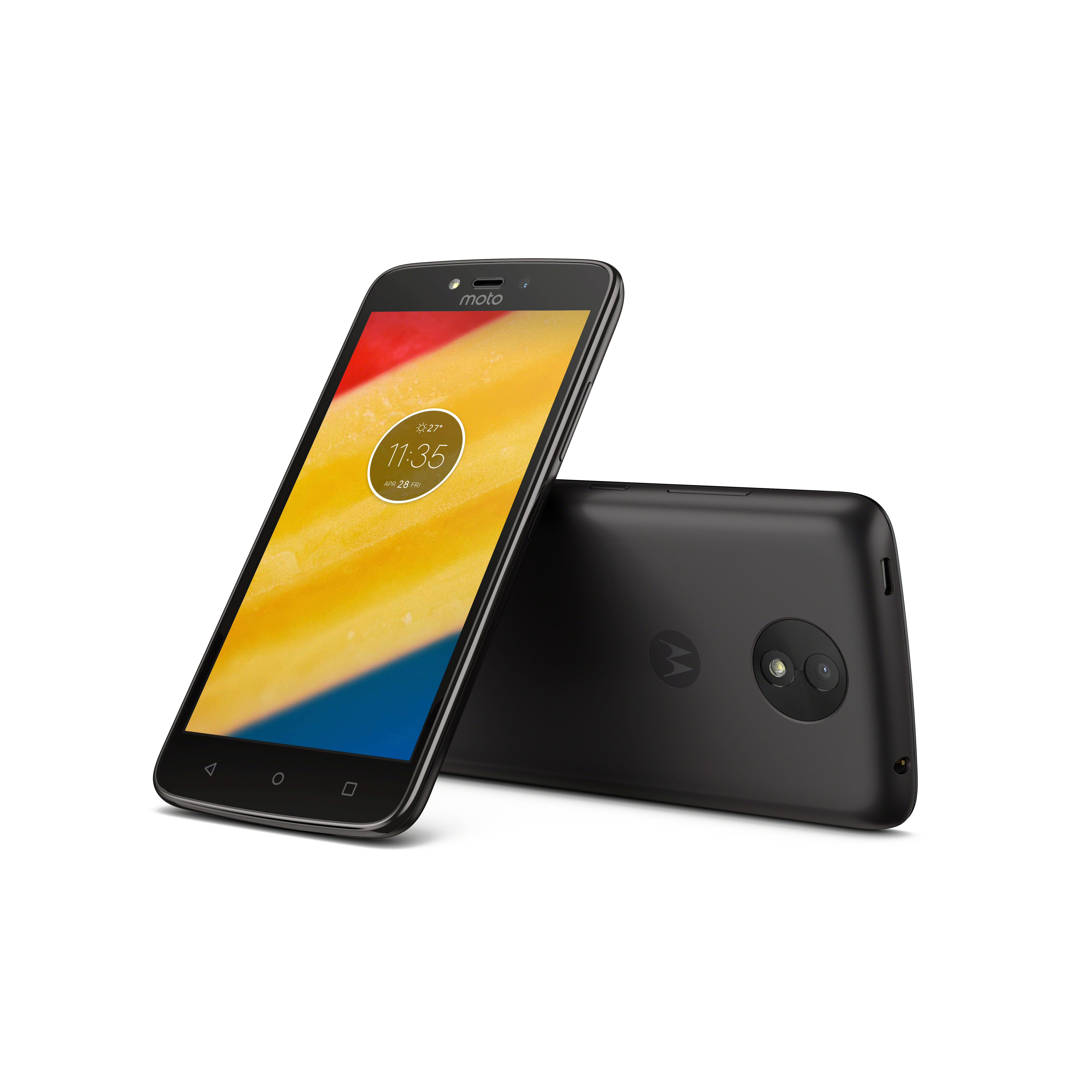 Ein Smartphone mit schwarzem Bildschirm und Logo. Es ist schwarz.
