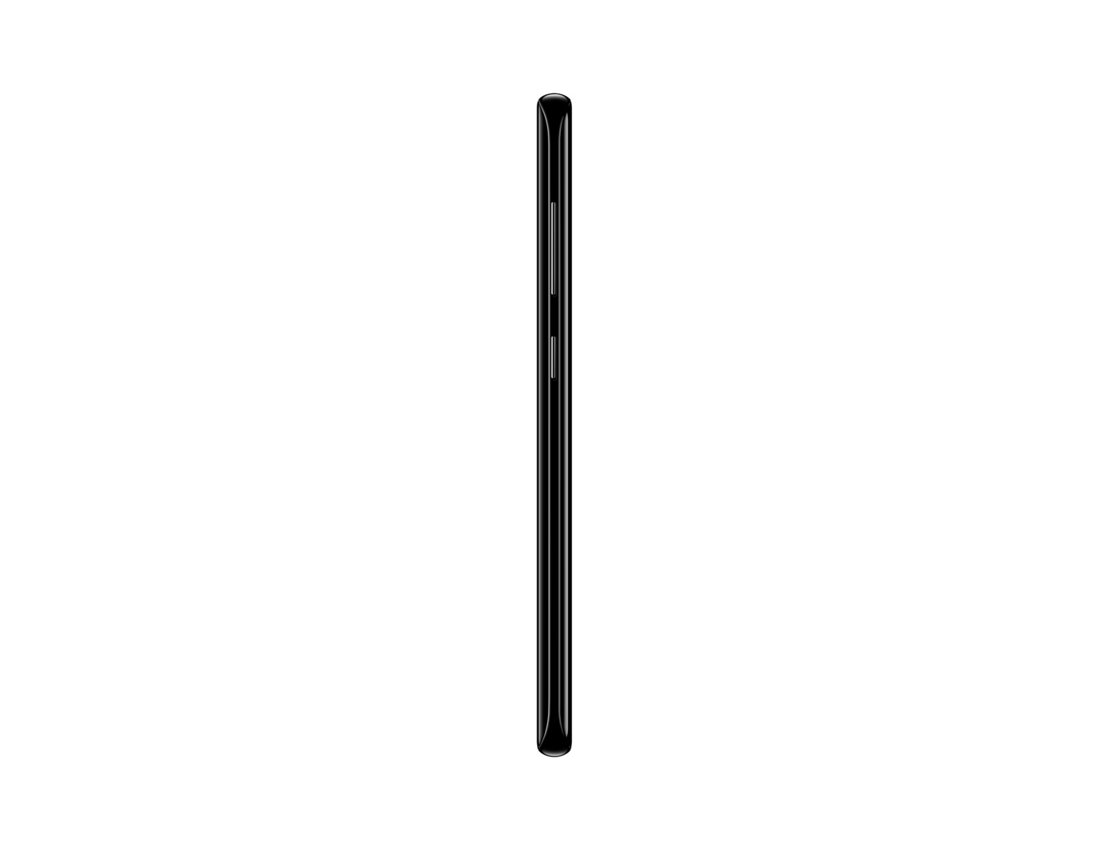 Profilo laterale di un telefono nero. Sono visibili i pulsanti di accensione e volume. Sfondo bianco.