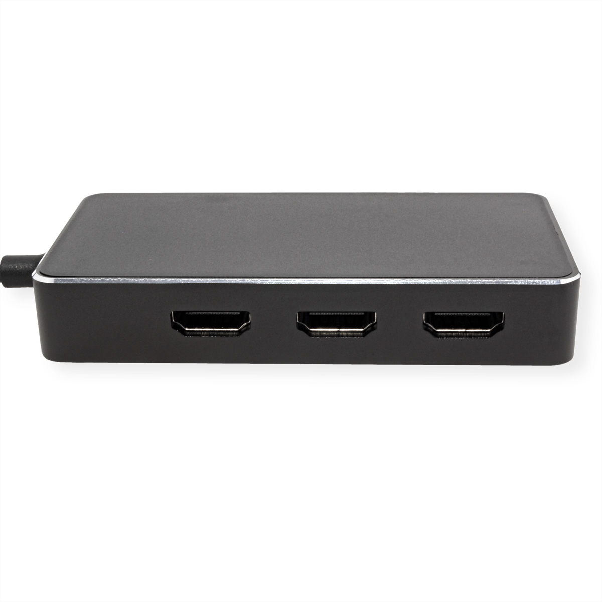 Répartiteur HDMI noir avec trois ports.