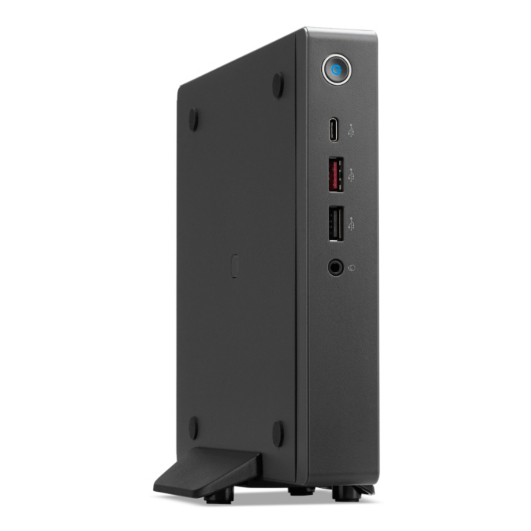 Una docking station per computer desktop nera con porte.