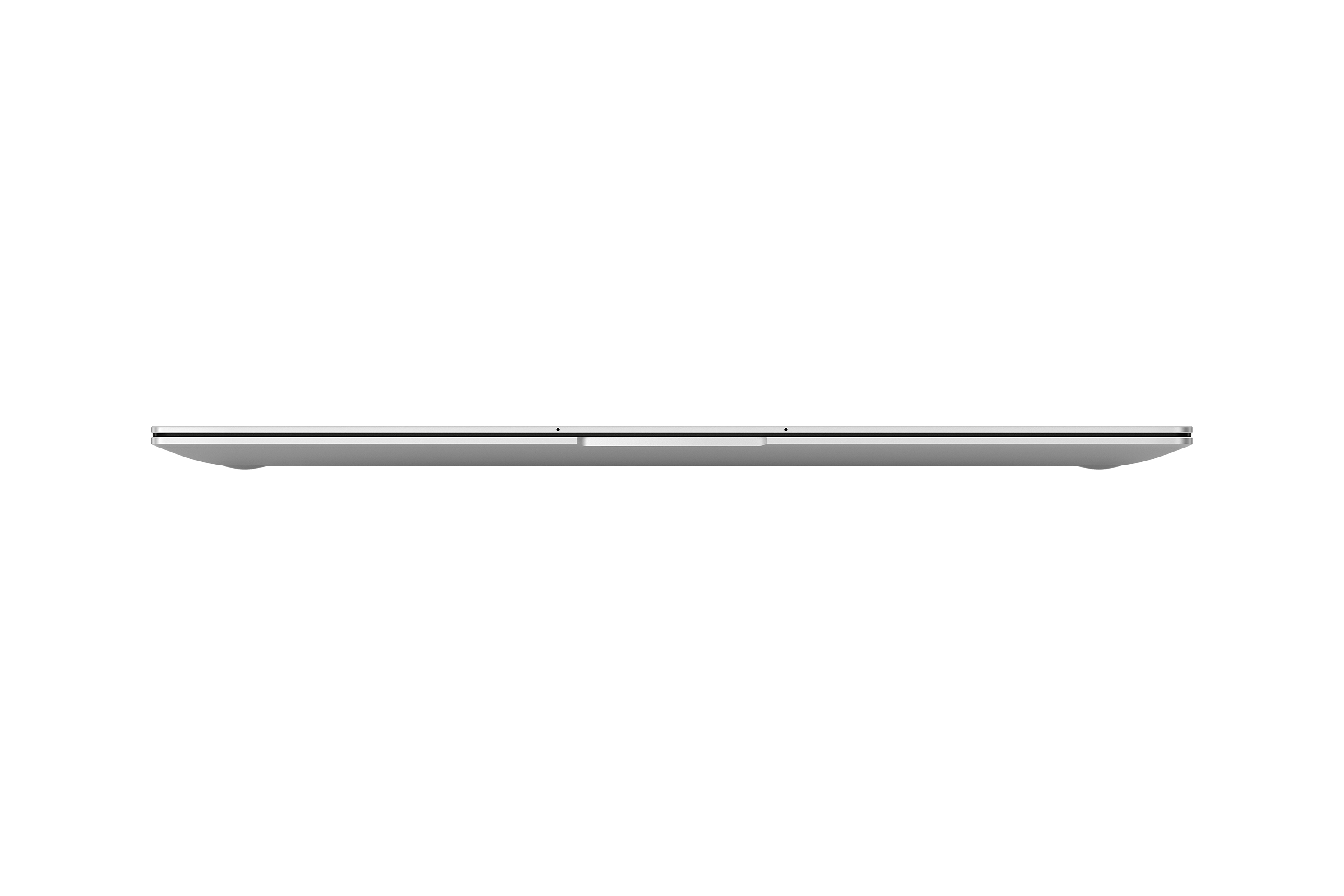 Ein geschlossener silberner Laptop von der Seite gesehen.