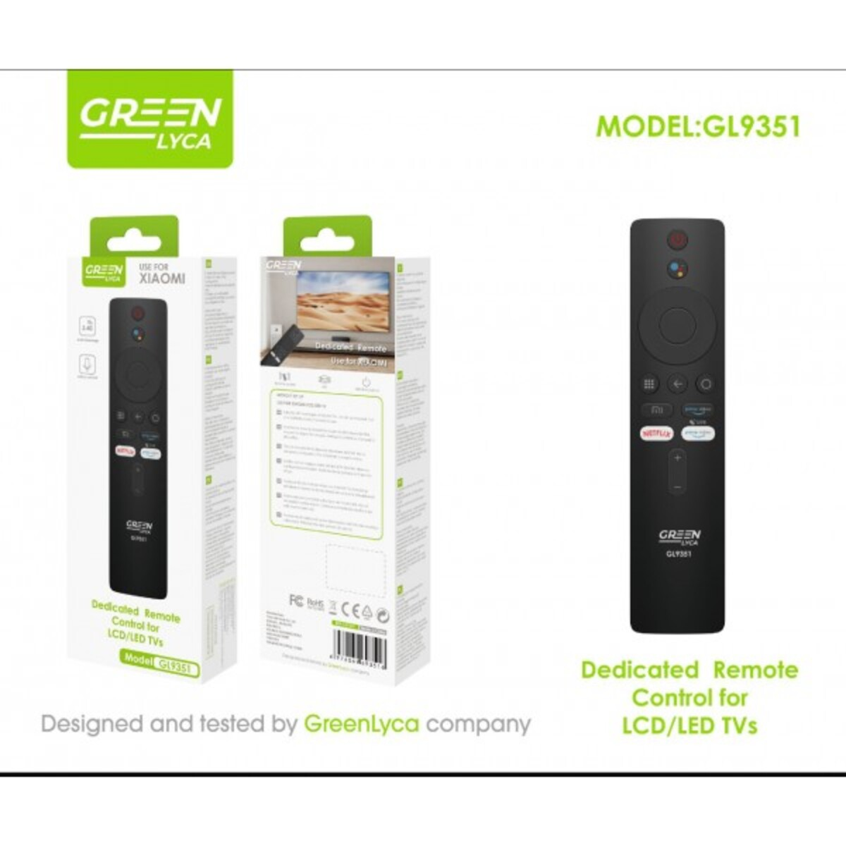 Control remoto y cajas. Marca Green Lyca. Control remoto dedicado para televisores LCD/LED.