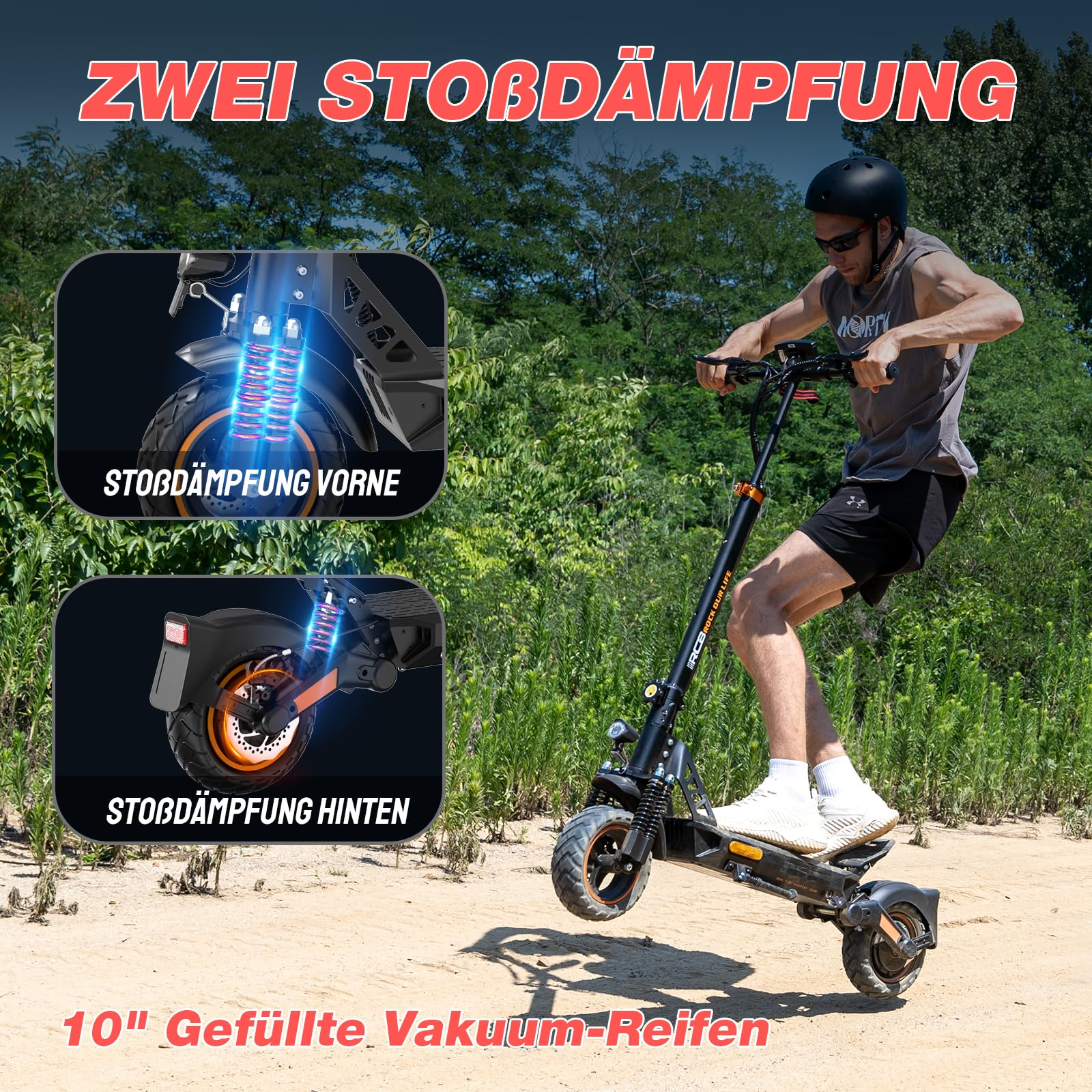 RCB D5 Pro Elektroroller (10 Zoll, Schwarz)