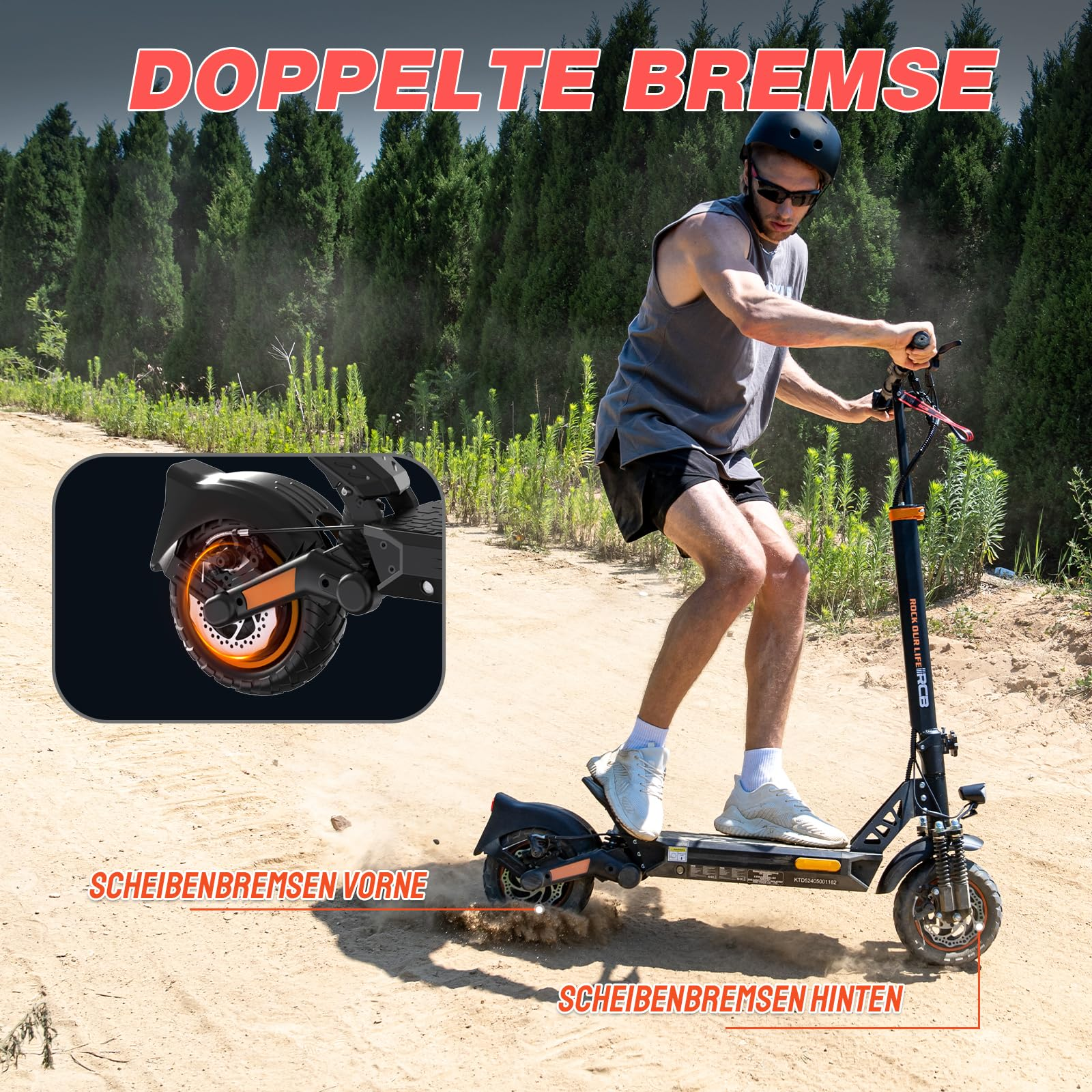 RCB D5 Pro Elektroroller (10 Zoll, Schwarz)
