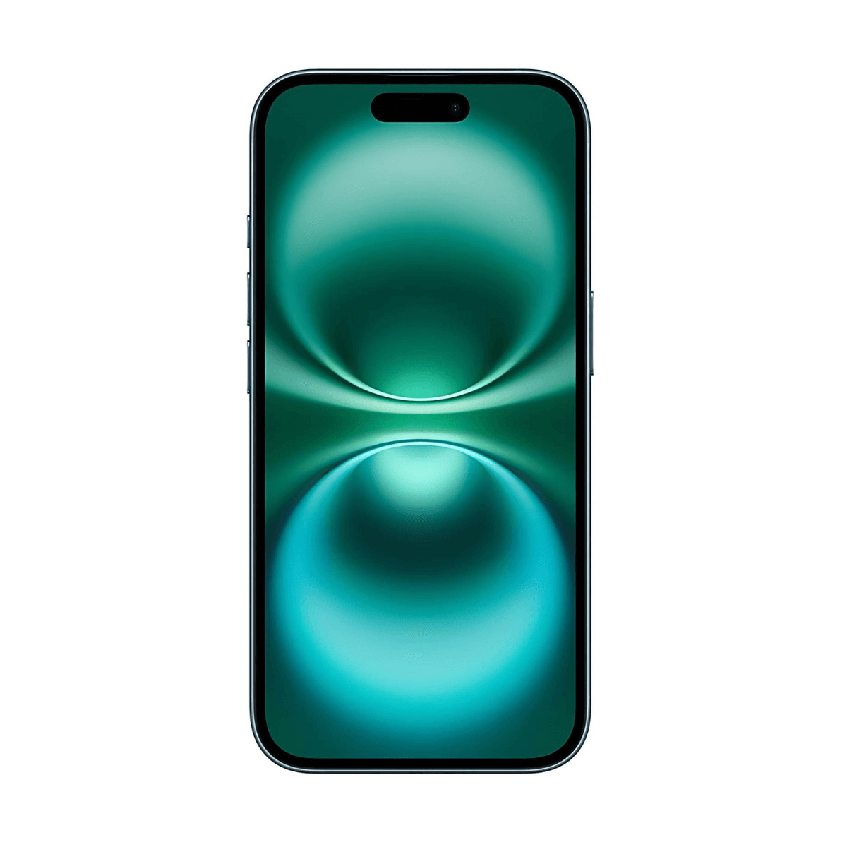 Smartfon z gradientem zielono-niebieskim na tapecie.