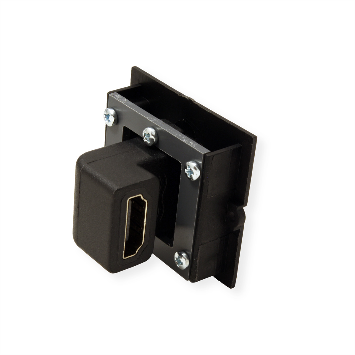 Ein schwarzer HDMI-Anschluss wird auf weißem Hintergrund gezeigt.