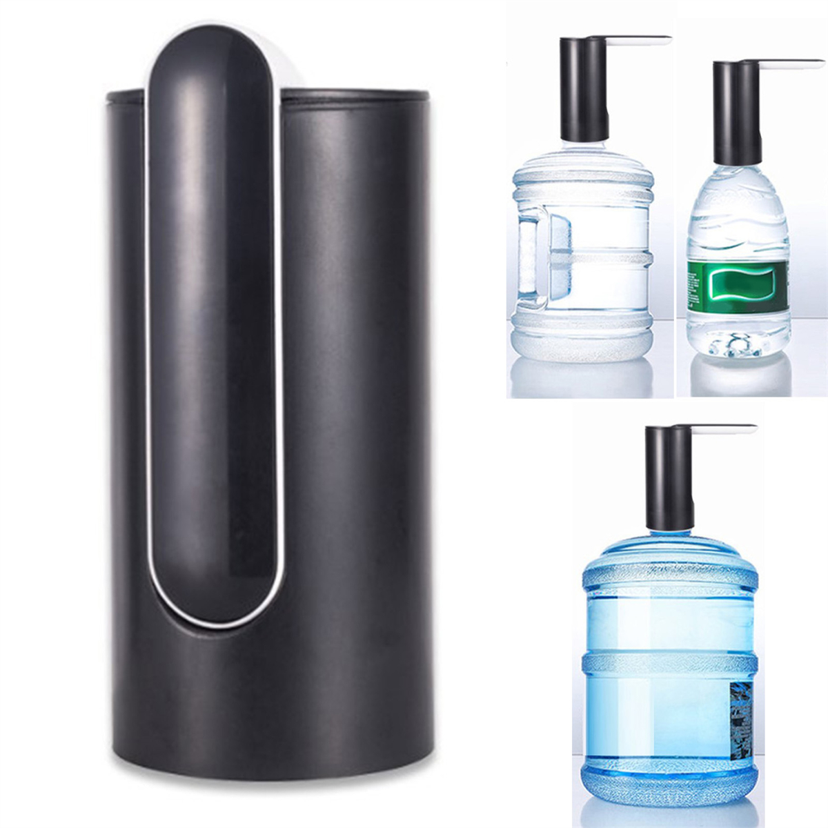 Wasserpumpenspender mit Wasserflaschen. Eine Flasche mit klarem Wasser.