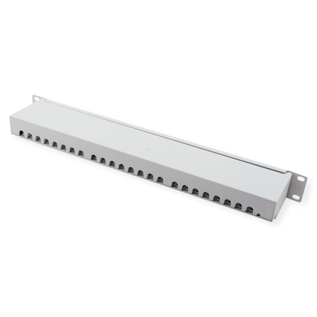 Un rack argenté avec de multiples trous, vu d'en haut. Il a une forme rectangulaire.